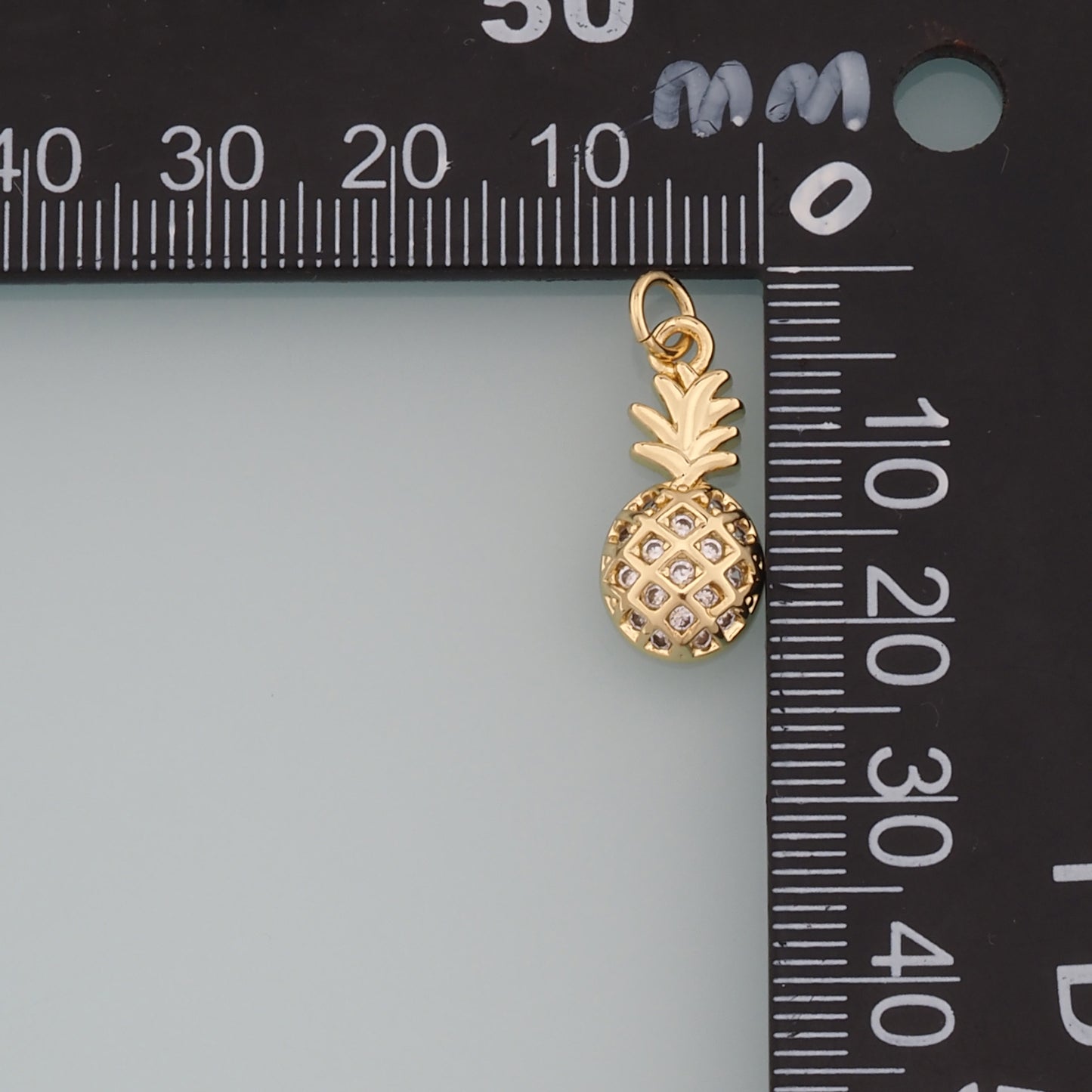 Gold Pineapple Charms,18K Gold Filled Pineapple Pendant,CZ Micro Pave Fruit Charm Bracelet Necklace for DIY Jewelry Making Supply