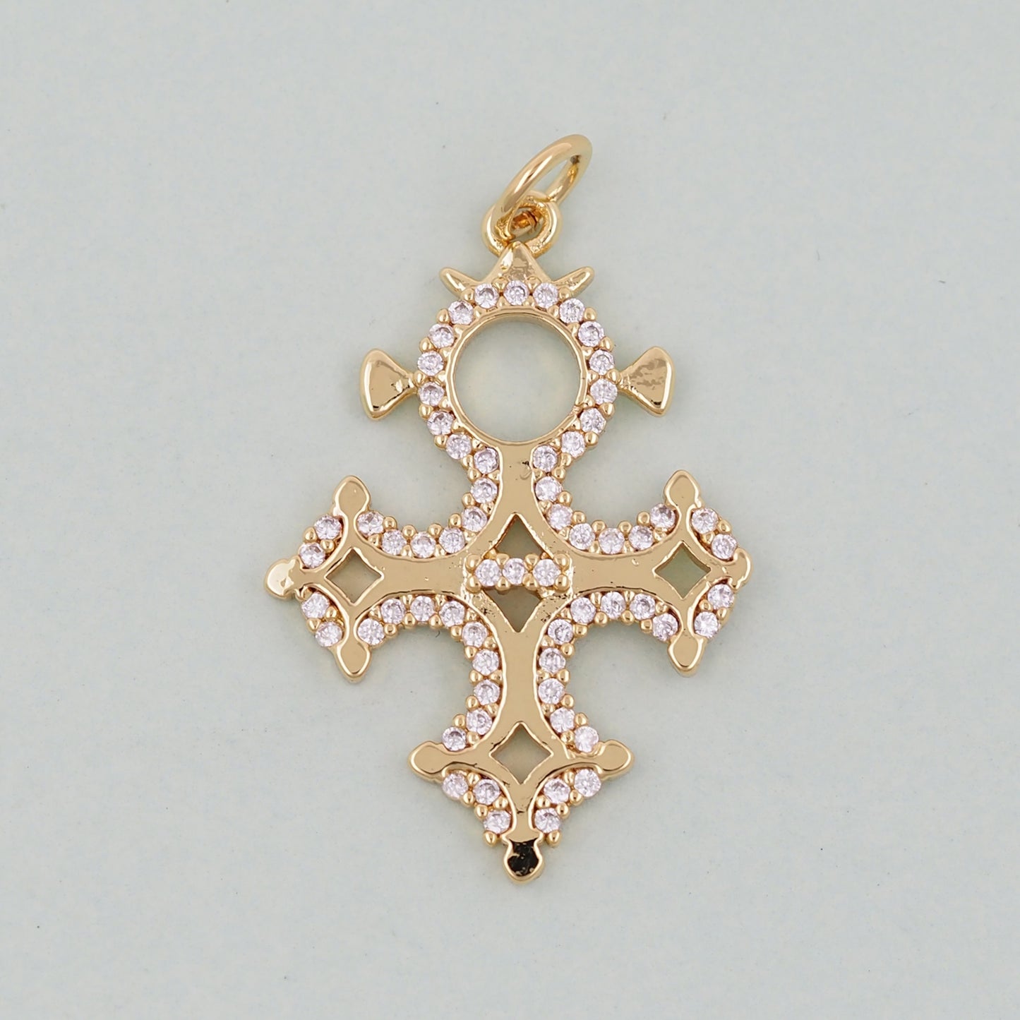 18K Gold Filled Cross Pendant,Cross Charm Bracelet Necklace for DIY Jewelry Making Supply