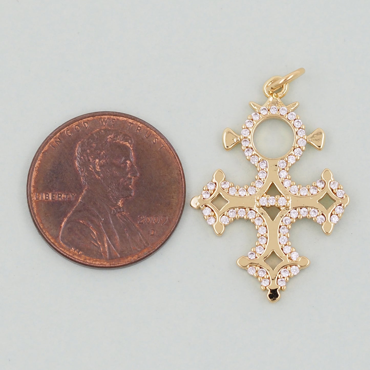 18K Gold Filled Cross Pendant,Cross Charm Bracelet Necklace for DIY Jewelry Making Supply