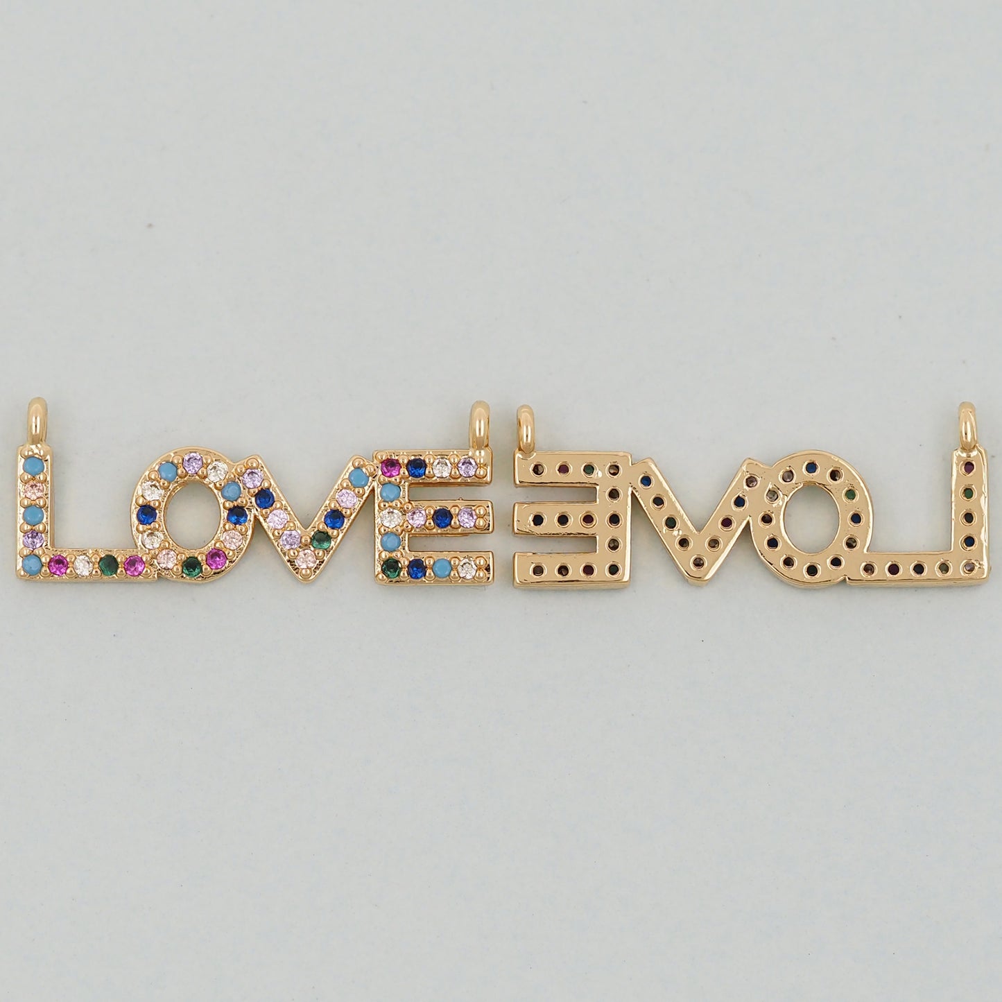 Gold Love Connector Charms,18K Gold Filled Love Pendant,Love Charm Bracelet Necklace for DIY Jewelry Making Supply