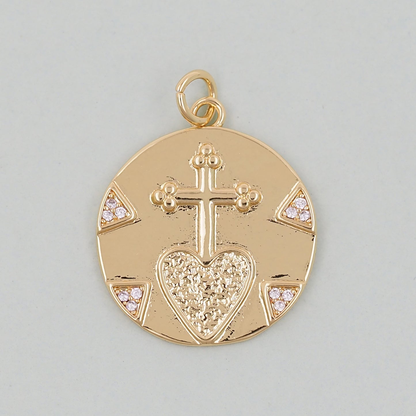 18K Gold Filled Sacred Heart Pendant,Sacred Heart Charm Bracelet Necklace for DIY Jewelry Making Supply