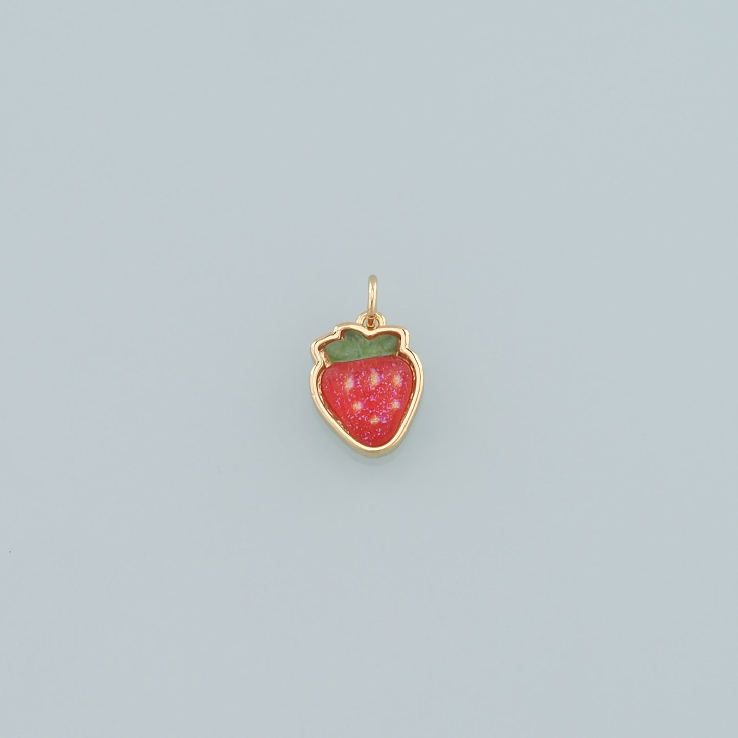 Gold Strawberry Charms,18K Gold Filled Strawberry Pendant,Enamel Fruit Charm Bracelet Necklace for DIY Jewelry Making Supply