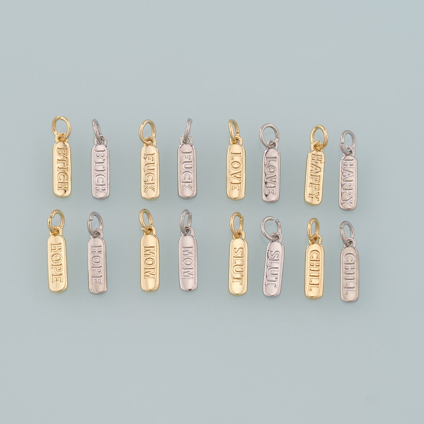 18K Gold Filled Rectangle Pendant,Rectangle Charm Bracelet Necklace for DIY Jewelry Making Supply