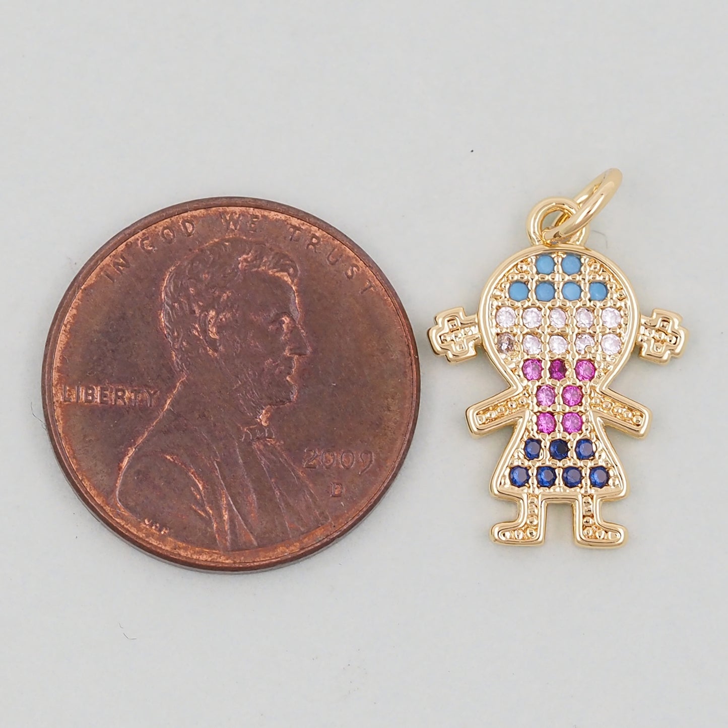 18K Gold Filled Boy Girl Pendant,Boy Girl Charm Bracelet Necklace for DIY Jewelry Making Supply