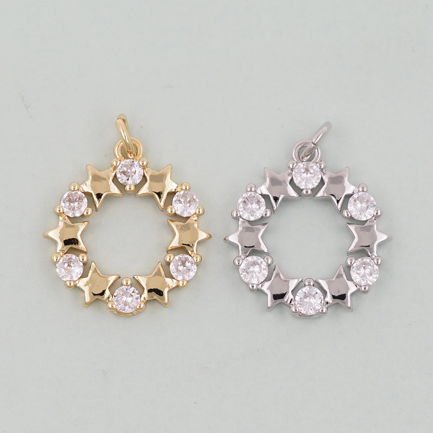 18K Gold Filled Star Pendant,CZ Micro Pave Star Charm Bracelet Necklace for DIY Jewelry Making Supply