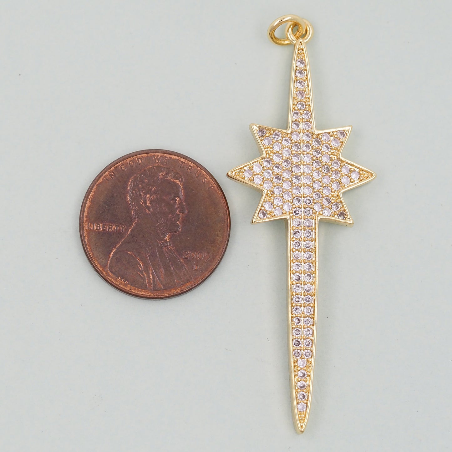 18K Gold Filled North Star Pendant,CZ Micro Pave North Star Charm Bracelet Necklace for DIY Jewelry Making Supply