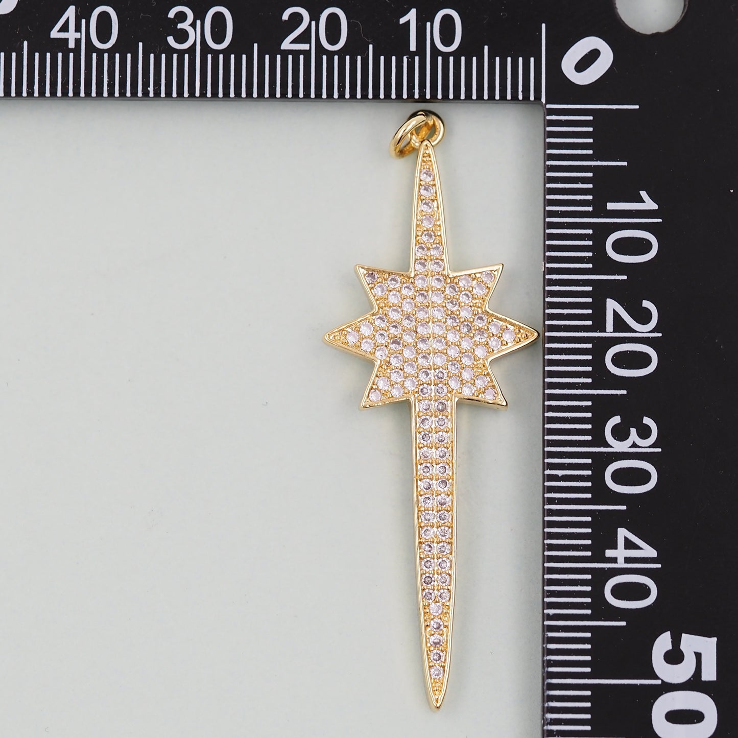 18K Gold Filled North Star Pendant,CZ Micro Pave North Star Charm Bracelet Necklace for DIY Jewelry Making Supply