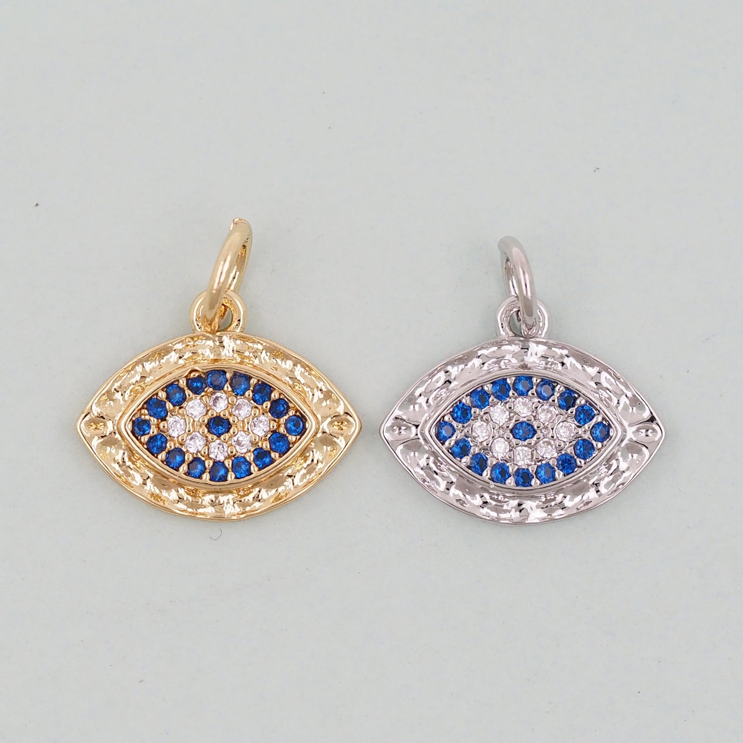 18K Gold Filled Evil Eye Pendant,CZ Micro Pave Evil Eye Charm Bracelet Necklace for DIY Jewelry Making Supply