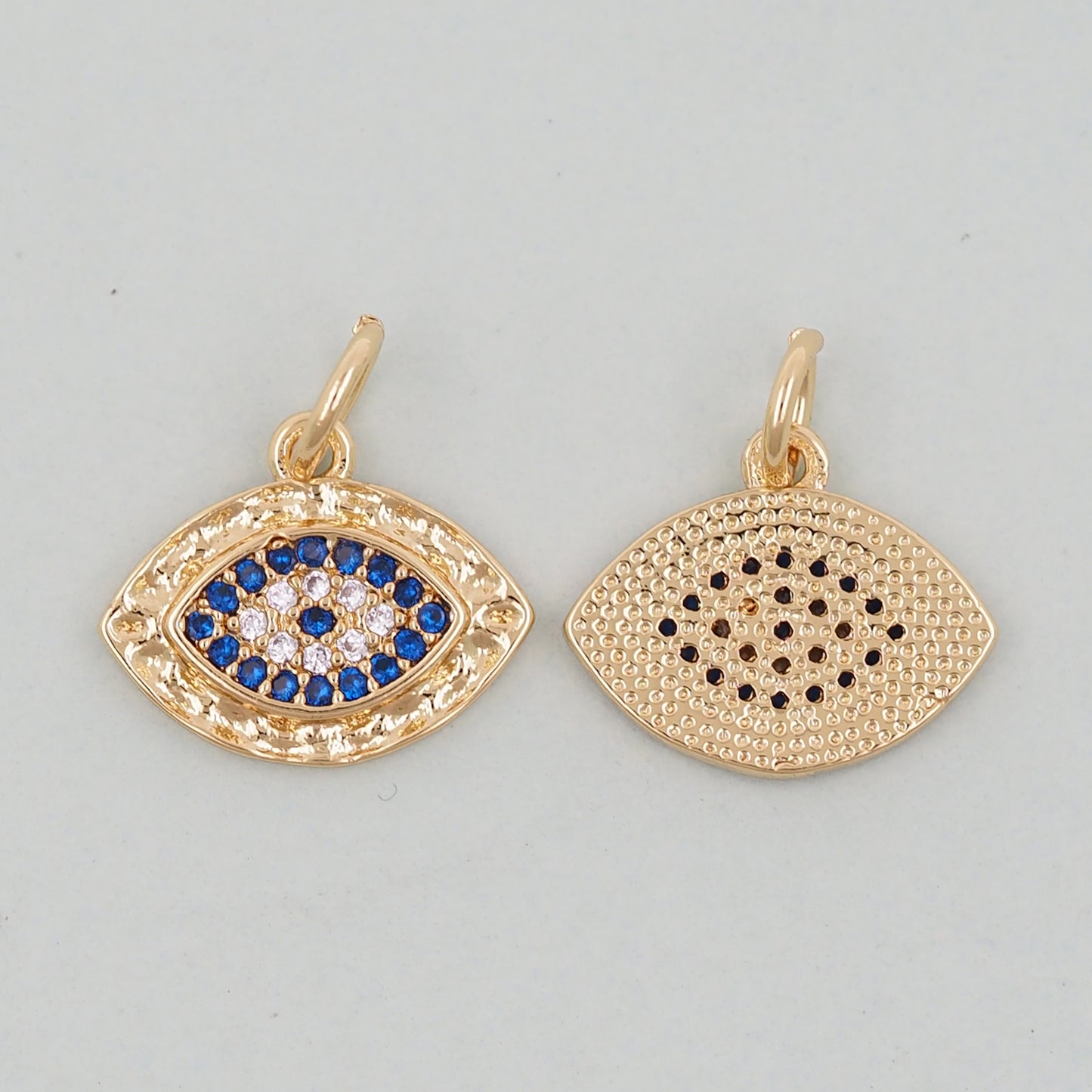18K Gold Filled Evil Eye Pendant,CZ Micro Pave Evil Eye Charm Bracelet Necklace for DIY Jewelry Making Supply