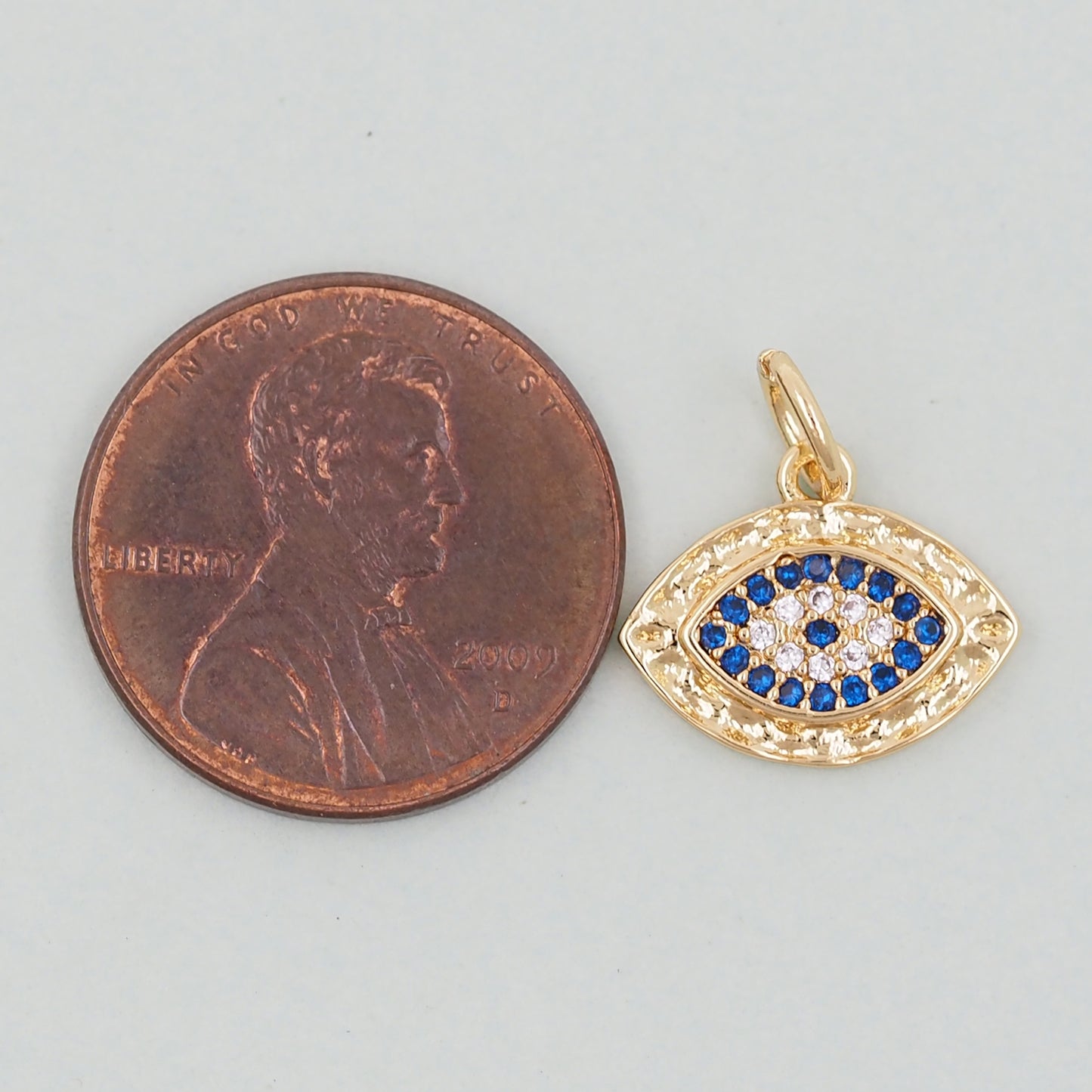 18K Gold Filled Evil Eye Pendant,CZ Micro Pave Evil Eye Charm Bracelet Necklace for DIY Jewelry Making Supply