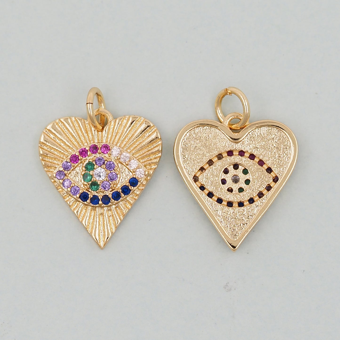 Gold Heart Evil Eye Charms,18K Gold Filled Heart Pendant,Heart Eye Charm Bracelet Necklace for DIY Jewelry Making Supply