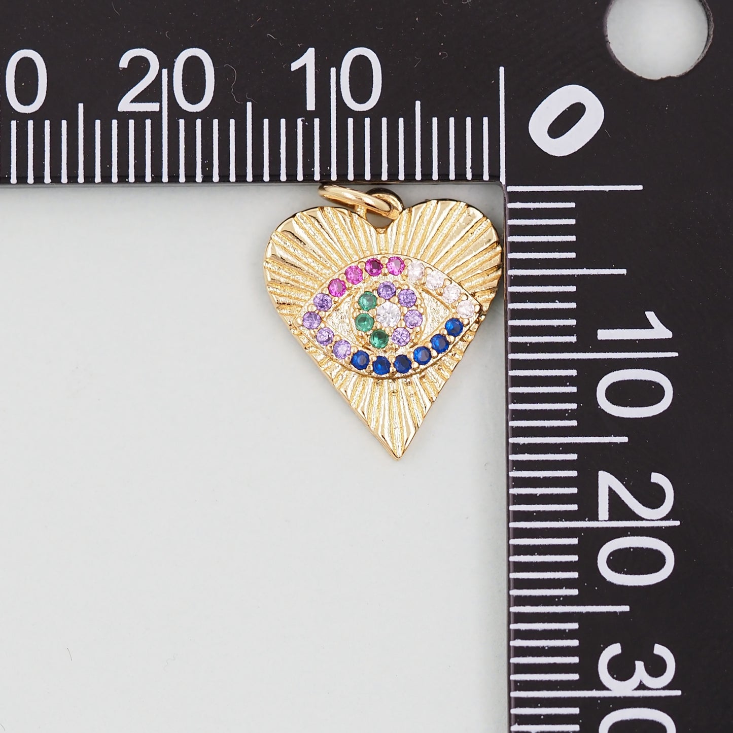 Gold Heart Evil Eye Charms,18K Gold Filled Heart Pendant,Heart Eye Charm Bracelet Necklace for DIY Jewelry Making Supply