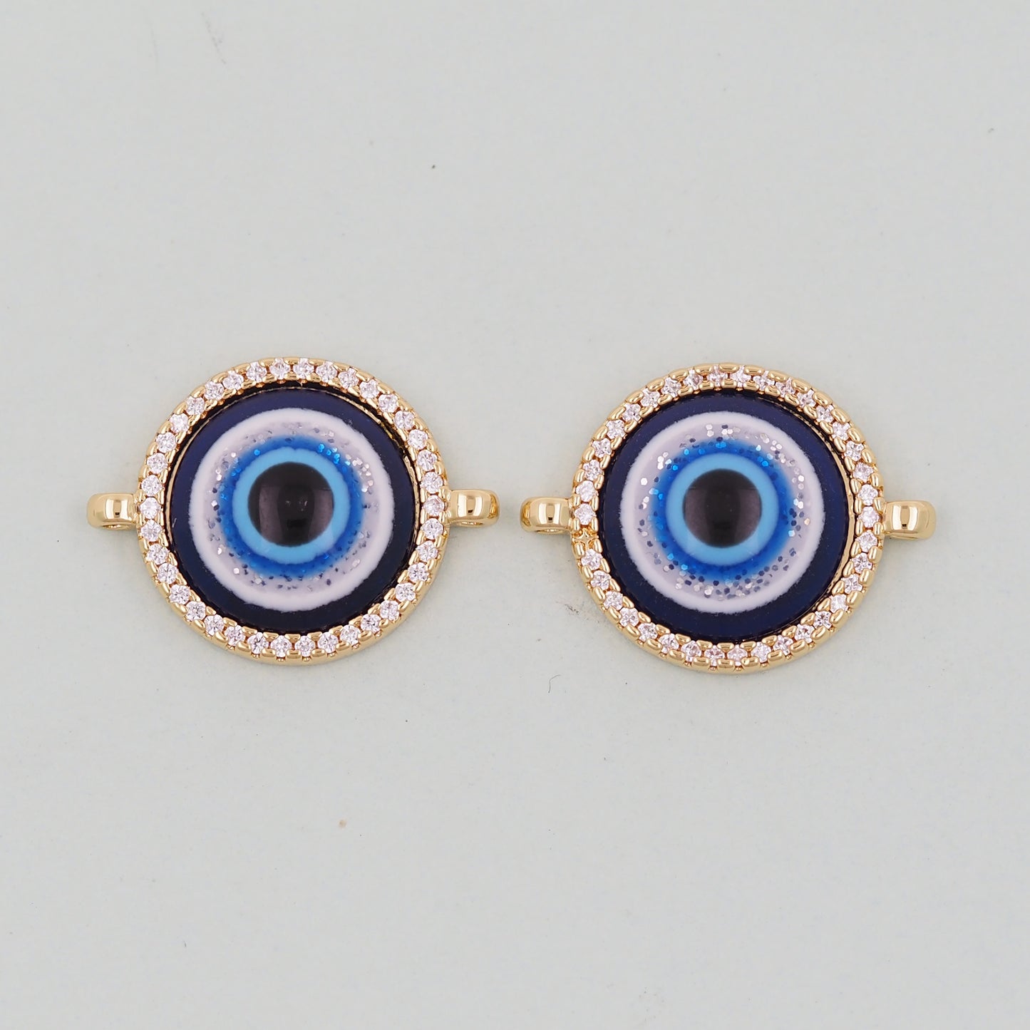 Gold Round Evil Eye Charms,18K Gold Filled Evil Eye Pendant,Evil Eye Charm Bracelet Necklace for DIY Jewelry Making Supply