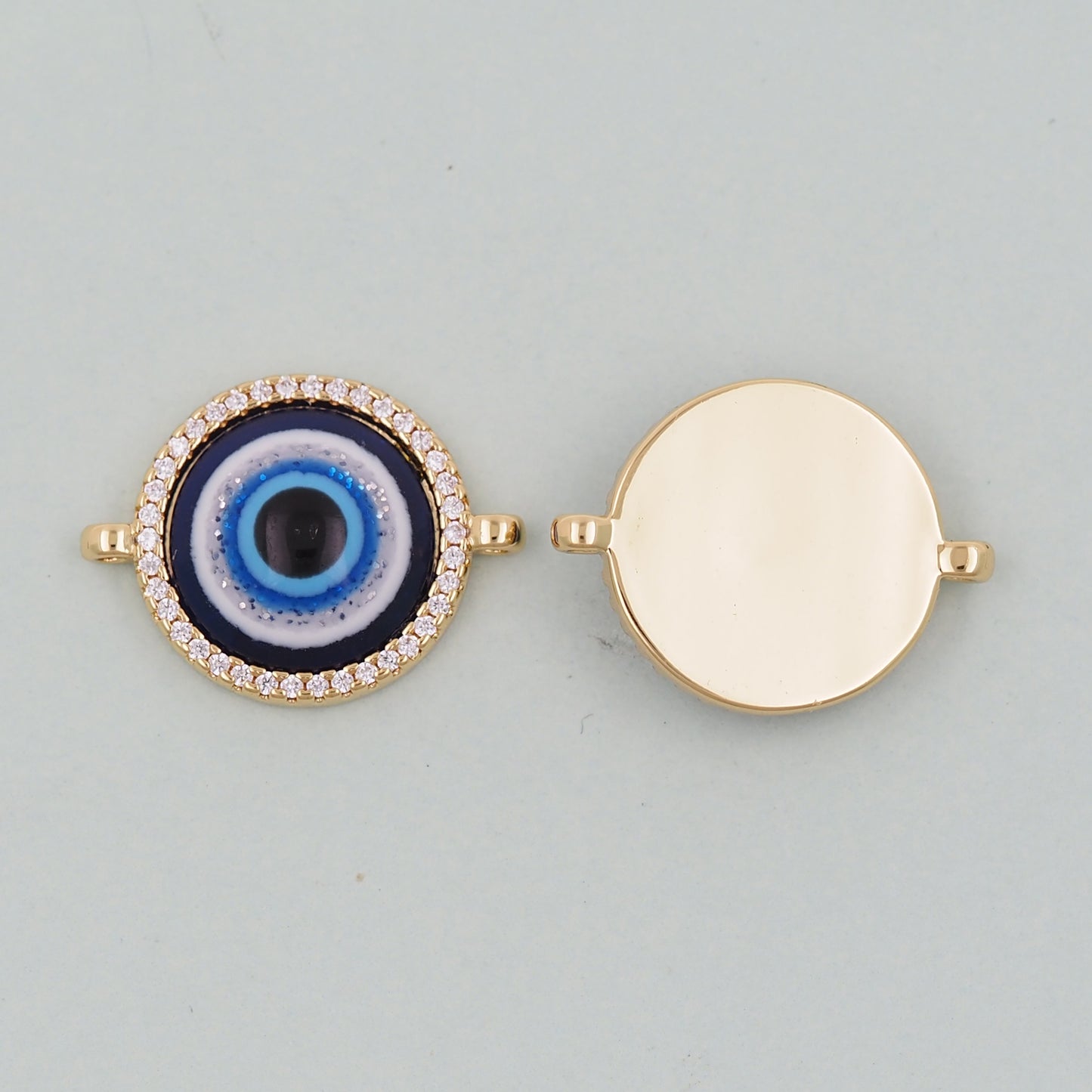 Gold Round Evil Eye Charms,18K Gold Filled Evil Eye Pendant,Evil Eye Charm Bracelet Necklace for DIY Jewelry Making Supply
