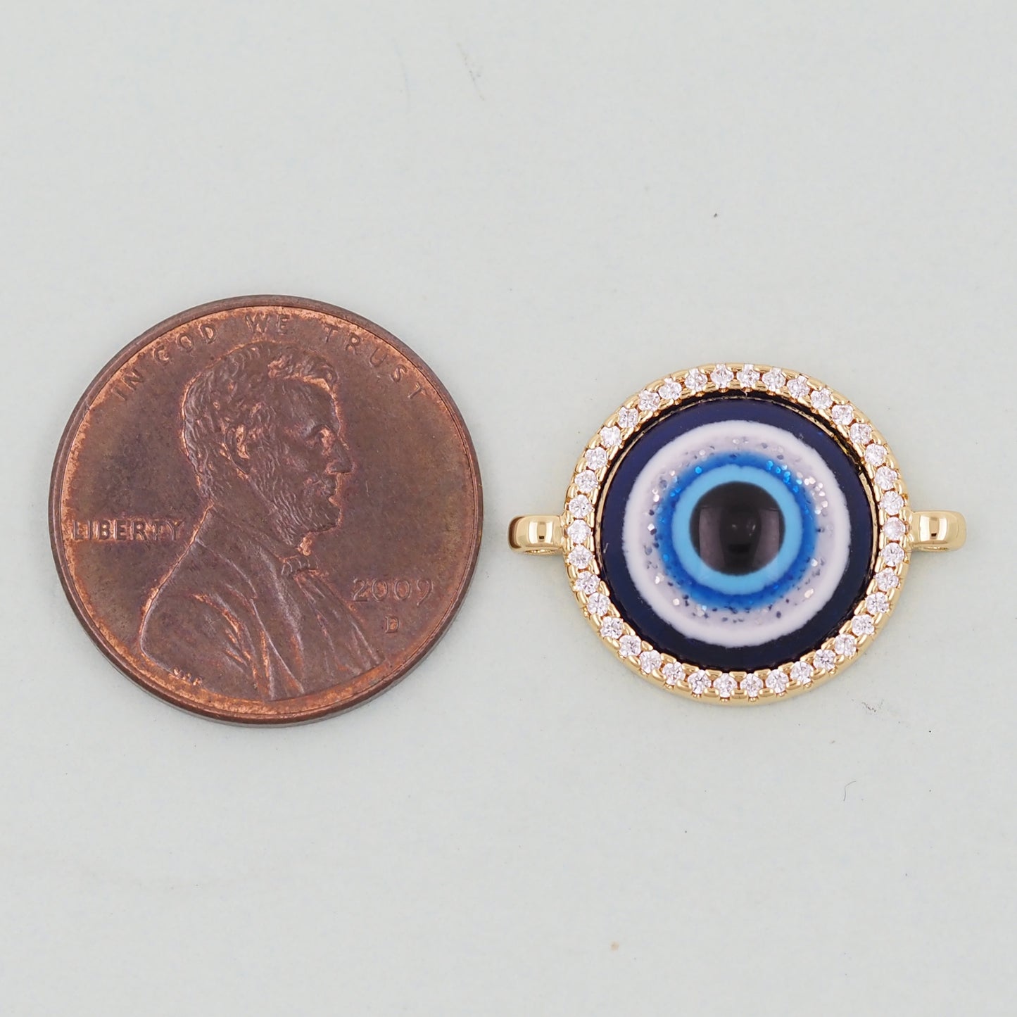 Gold Round Evil Eye Charms,18K Gold Filled Evil Eye Pendant,Evil Eye Charm Bracelet Necklace for DIY Jewelry Making Supply