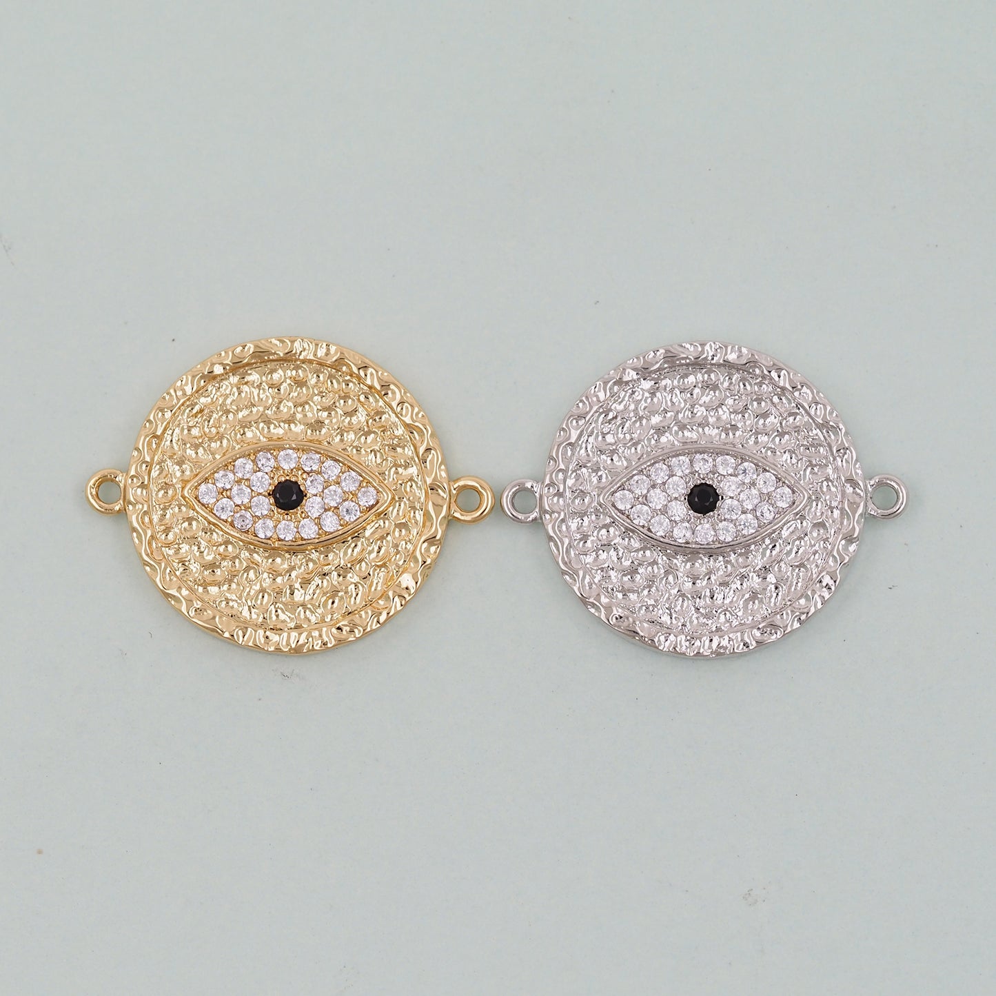Gold Round Evil Eye Charms,18K Gold Filled Evil Eye Pendant,Evil Eye Charm Bracelet Necklace for DIY Jewelry Making Supply