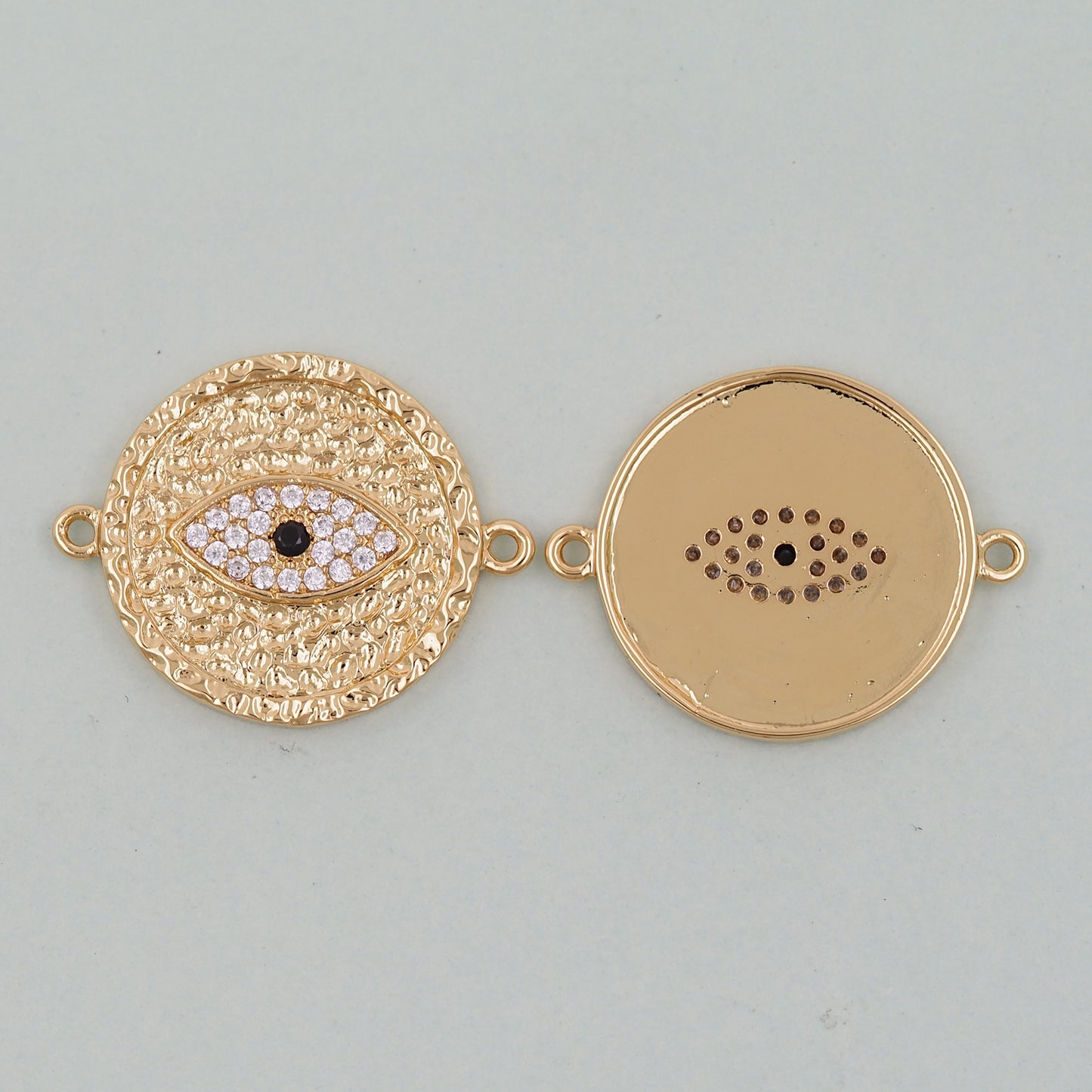 Gold Round Evil Eye Charms,18K Gold Filled Evil Eye Pendant,Evil Eye Charm Bracelet Necklace for DIY Jewelry Making Supply