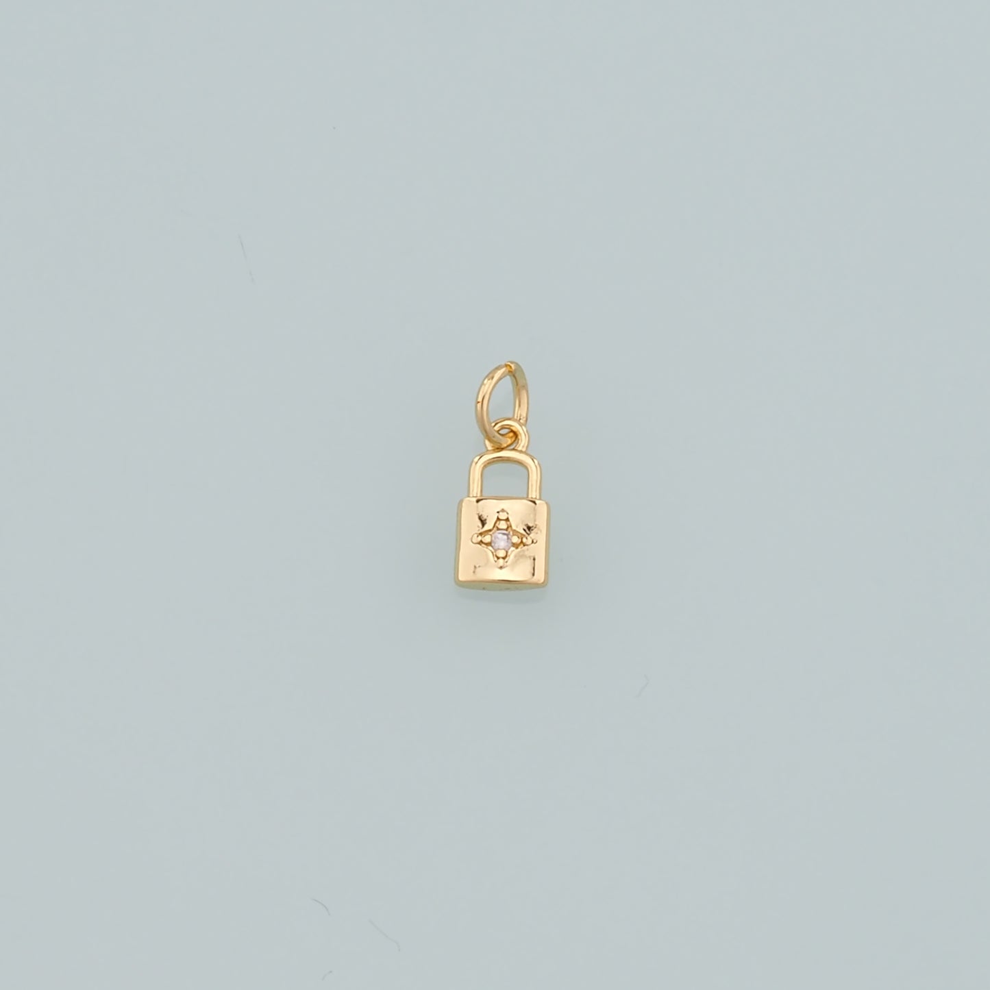 Gold Key Lock Charms,18K Gold Filled Lock Pendant,CZ Micro Pave Lock Charm Bracelet Necklace for DIY Jewelry Making Supply