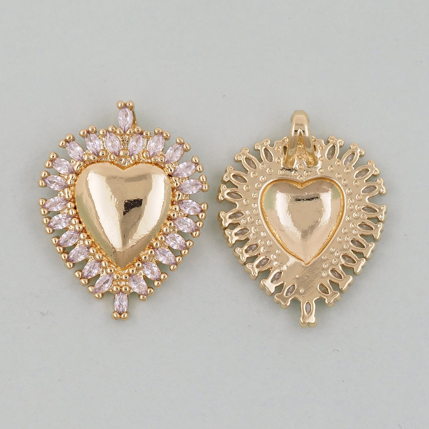 Gold Heart Charms,18K Gold Filled Heart Pendant,Heart Charm Bracelet Necklace for DIY Jewelry Making Supply
