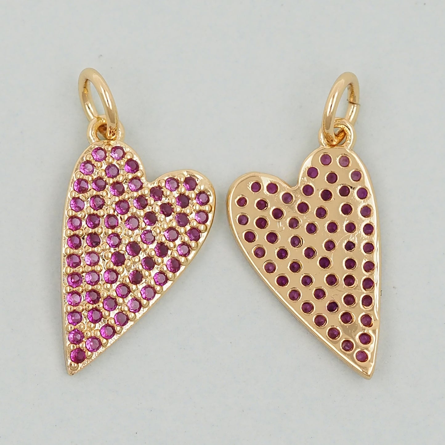 Gold Heart Charms,18K Gold Filled Heart Pendant,Heart Charm Bracelet Necklace for DIY Jewelry Making Supply
