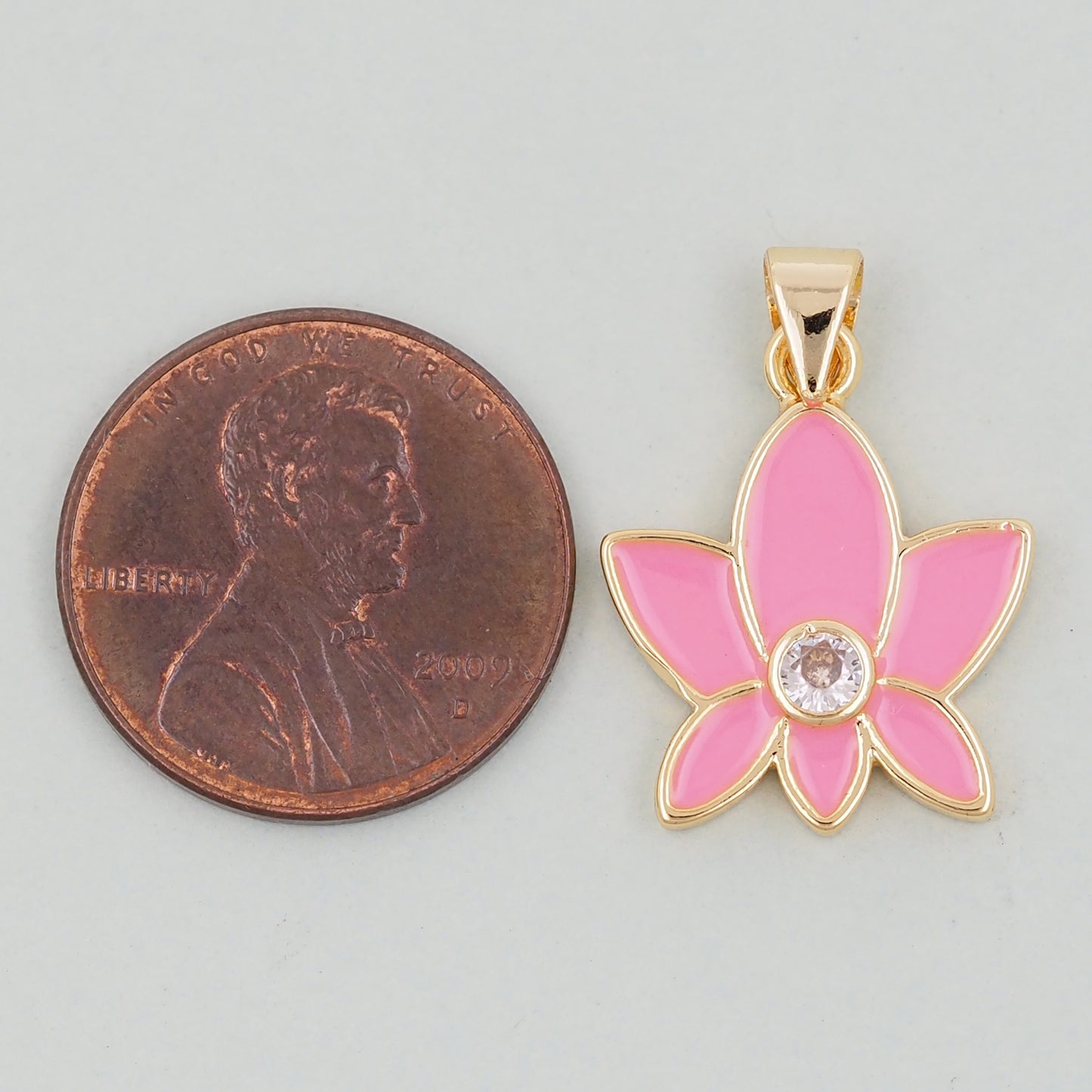Gold Lotus Charms,18K Gold Filled Lotus Pendant,Flower Charm Bracelet Necklace for DIY Jewelry Making Supply