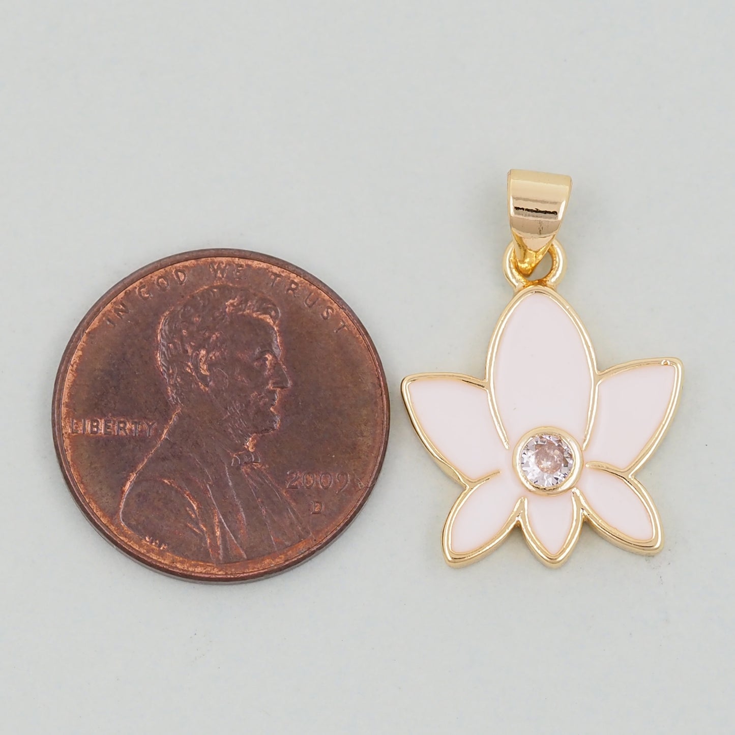 Gold Lotus Charms,18K Gold Filled Lotus Pendant,Flower Charm Bracelet Necklace for DIY Jewelry Making Supply