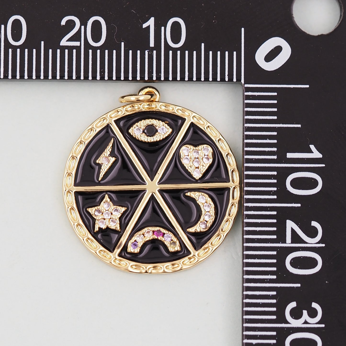 Gold Round Evil Eye Charms,18K Gold Filled Evil Eye Pendant,Evil Eye Charm Bracelet Necklace for DIY Jewelry Making Supply