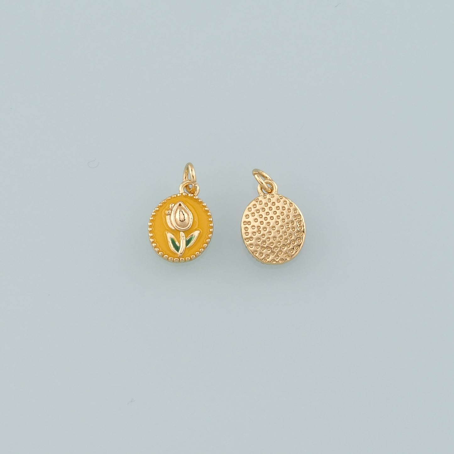 Gold Flower Charms,18K Gold Filled Tulip Pendant,Enamel Tulip Charm Bracelet Necklace for DIY Jewelry Making Supply