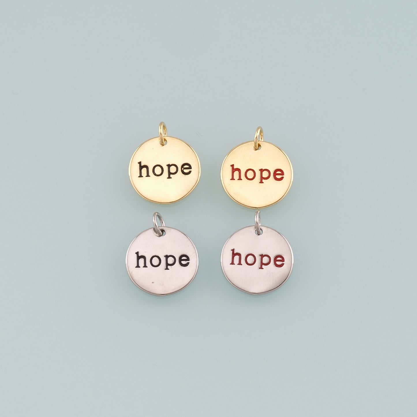 Gold letter Charms,18K Gold Filled Hope Pendant,Enamel Hope Charm Bracelet Necklace for DIY Jewelry Making Supply