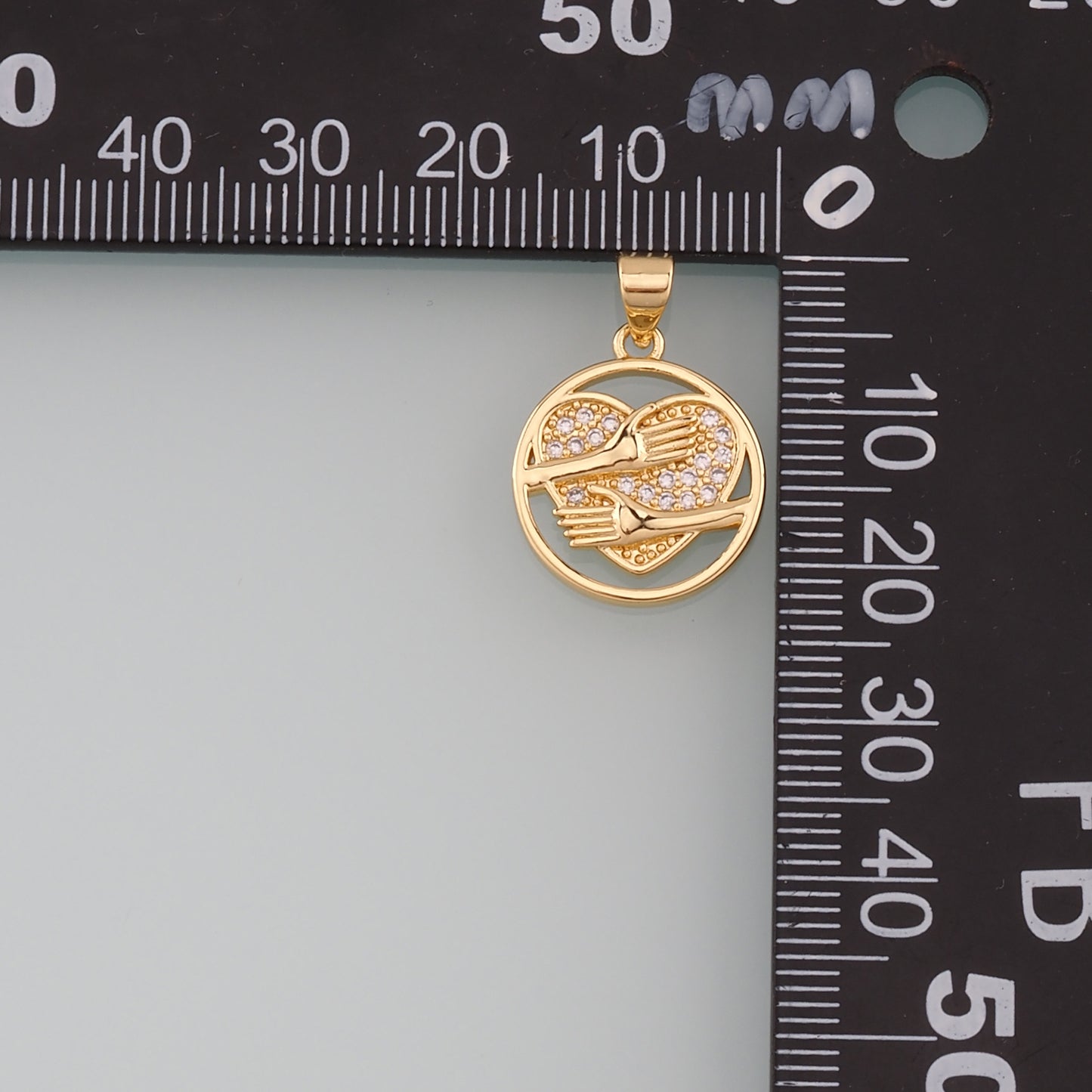 Gold Embrace Charm,18K Gold Filled Heart Pendant,CZ Micro Pave Embrace Charm Bracelet Necklace for DIY Jewelry Making Supply