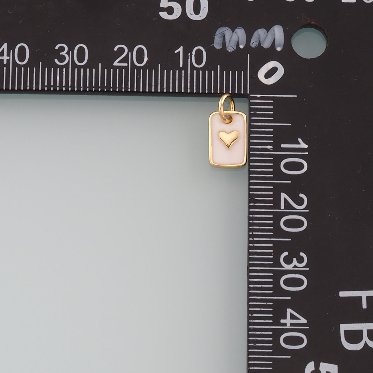 Gold Heart Charms,18K Gold Filled Heart Pendant,Enamel Rectangle Heart Charm Bracelet Necklace for DIY Jewelry Making Supply