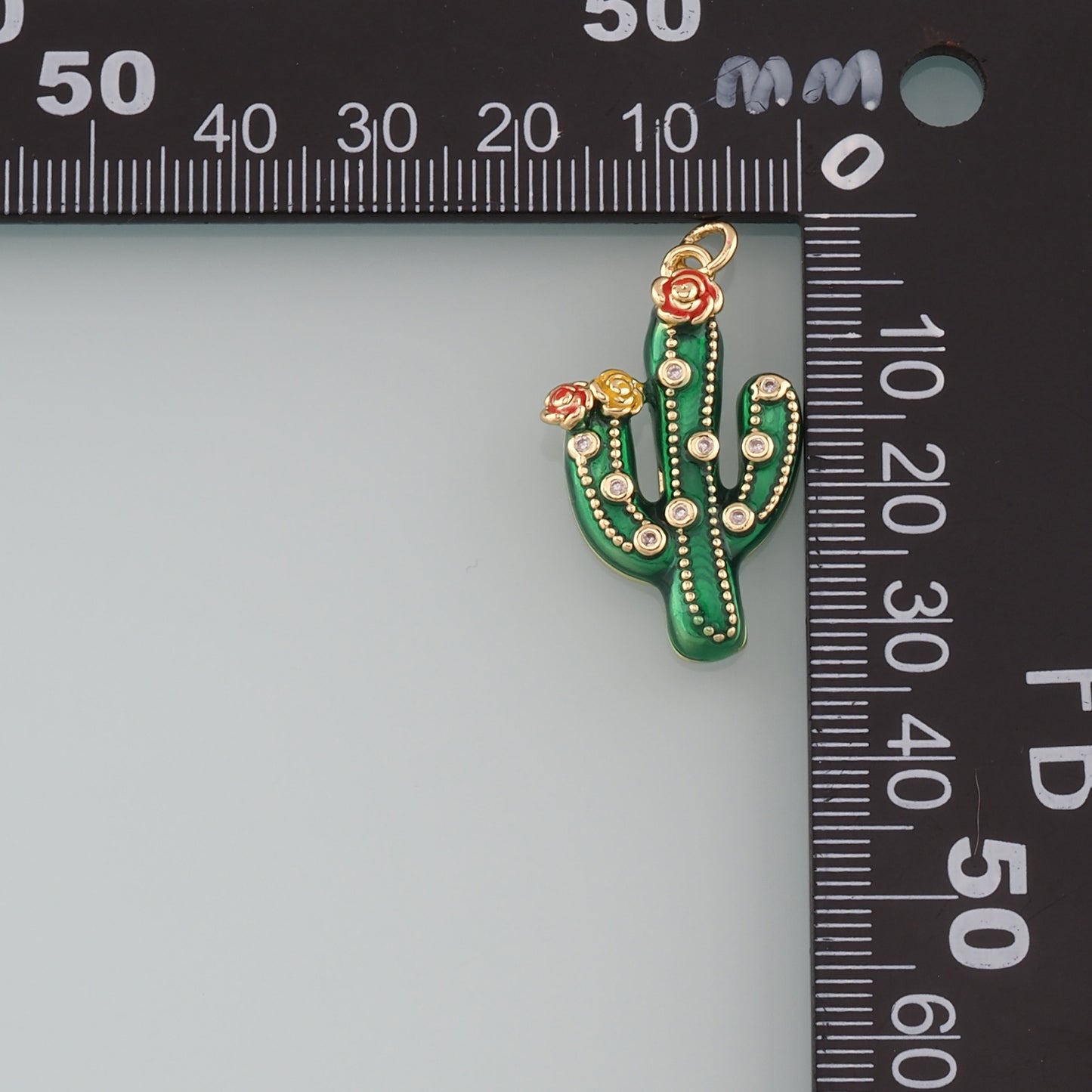 Gold Cactus Charms,18K Gold Filled Cactus Pendant,Enamel Desert Charm Bracelet Necklace for DIY Jewelry Making Supply