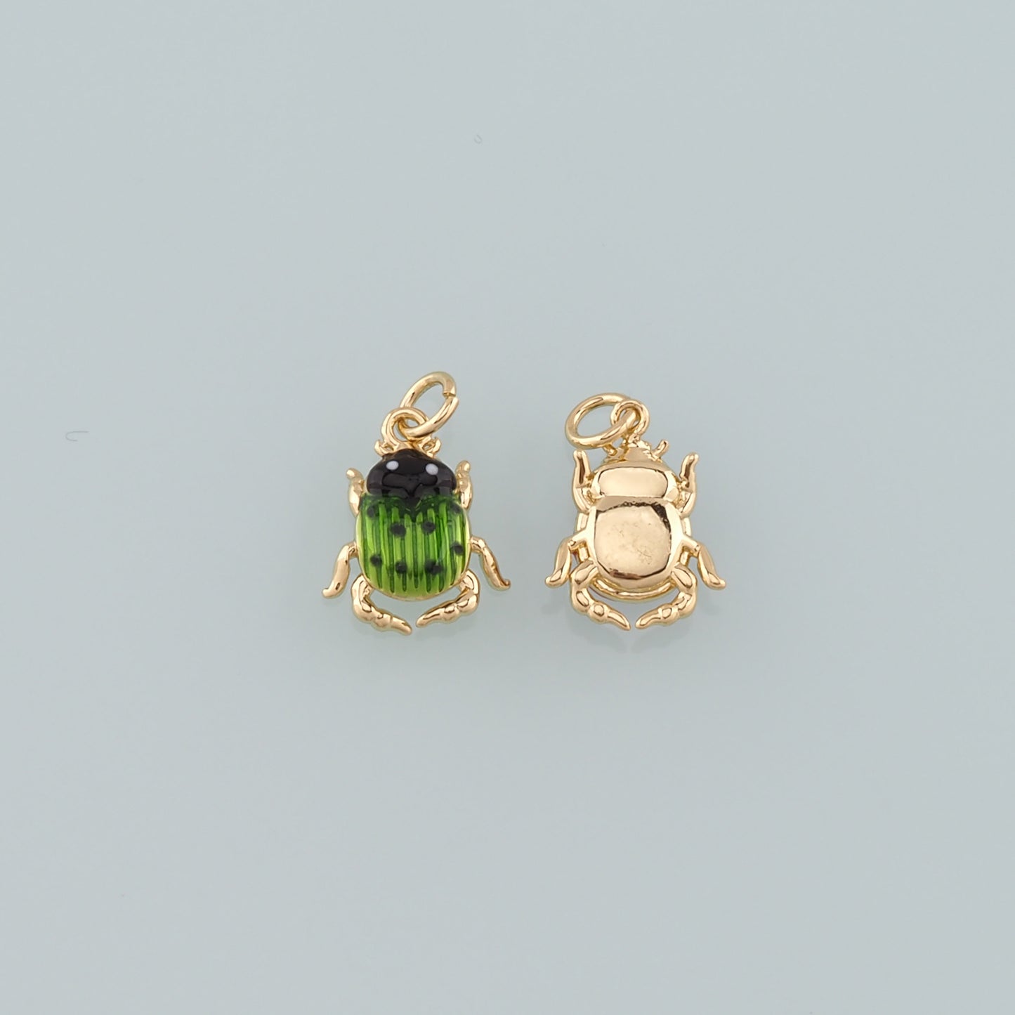 Gold Beetle Charms,18K Gold Filled Beetle Pendant,Enamel Insect Charm Bracelet Necklace for DIY Jewelry Making Supply