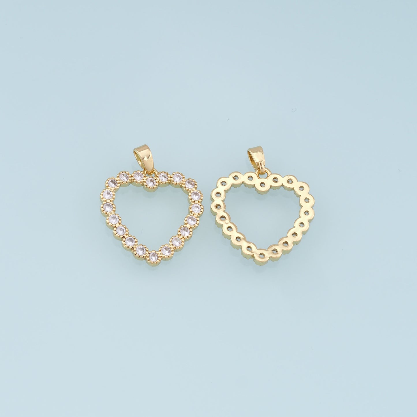 Gold Heart Charms,18K Gold Filled Heart Pendant,CZ Micro Pave Heart Charm Bracelet Necklace for DIY Jewelry Making Supply