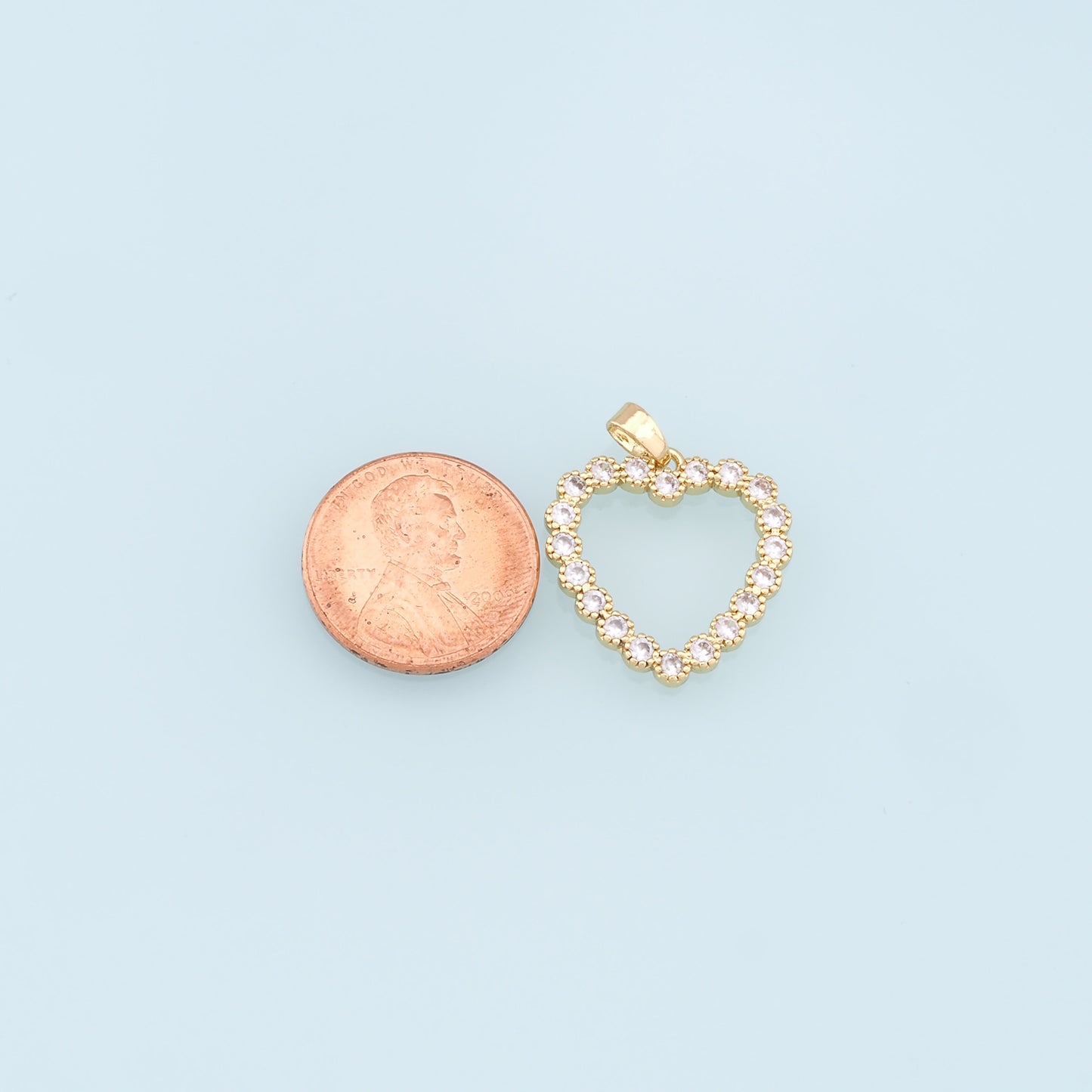 Gold Heart Charms,18K Gold Filled Heart Pendant,CZ Micro Pave Heart Charm Bracelet Necklace for DIY Jewelry Making Supply