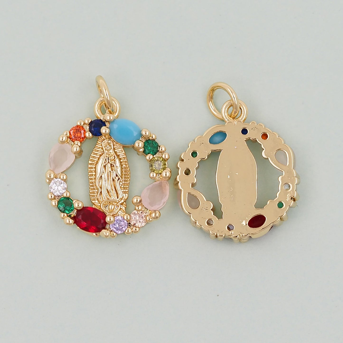 Gold virgin mary Charms,18K Gold Filled virgin mary Pendant,virgin mary Charm Bracelet Necklace for DIY Jewelry Making Supply