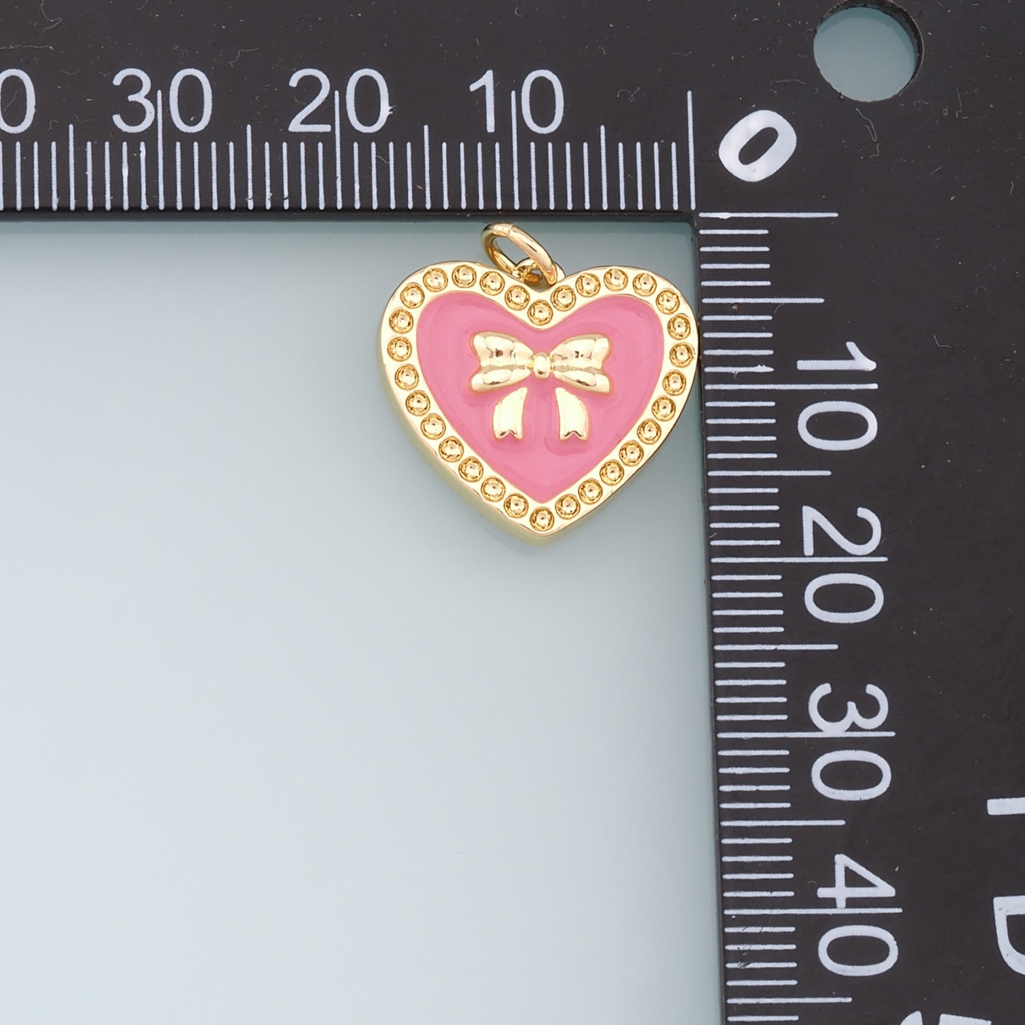 Gold Heart Charms,18K Gold Filled Bow Heart Pendant,Enamel Bow Tie Charm Bracelet Necklace for DIY Jewelry Making Supply