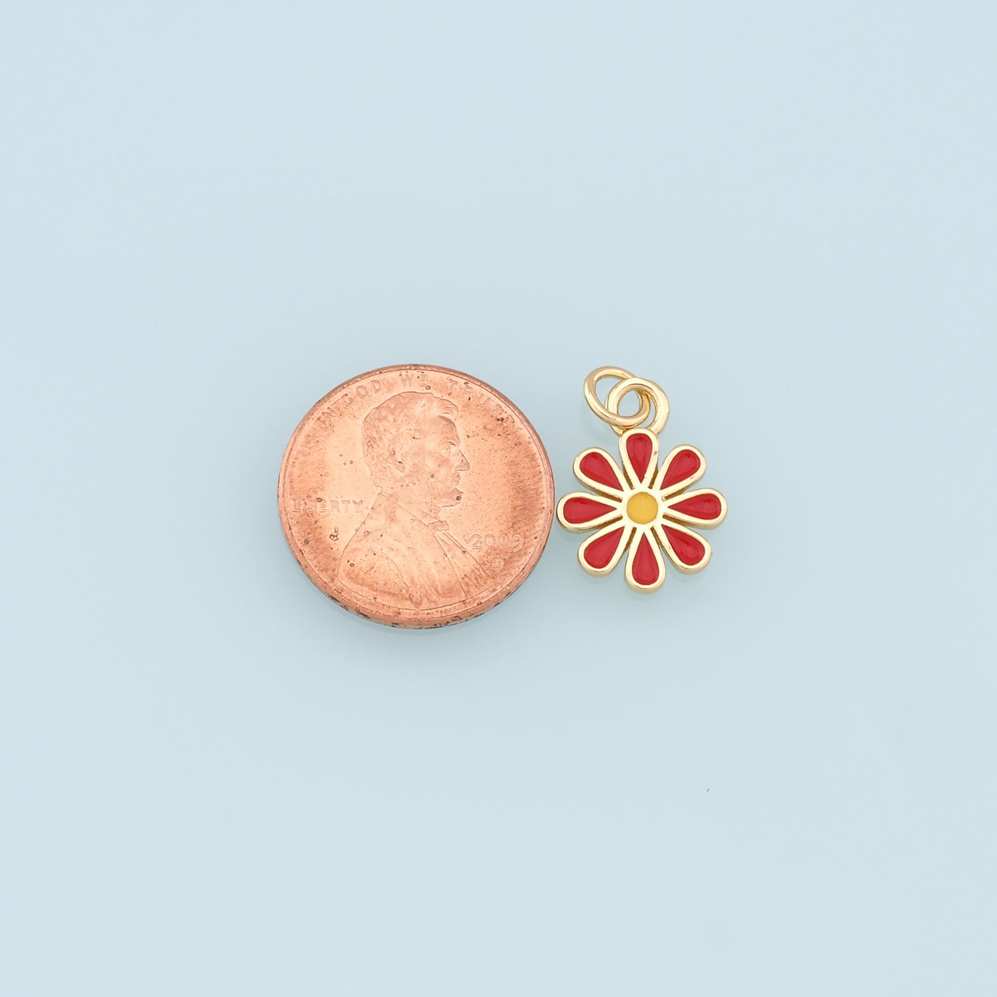 Gold Daisy Charms,18K Gold Filled Daisy Pendant,Enamel Daisy Charm Bracelet Necklace for DIY Jewelry Making Supply
