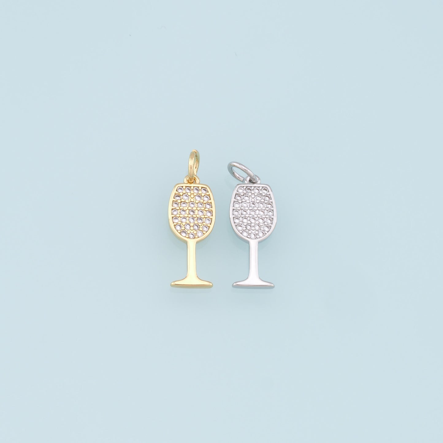 Gold Wine Glass Charms,18K Gold Filled CZ Wine Glass Pendant,Wine Glass Charm Bracelet Necklace for DIY Jewelry Making Supply