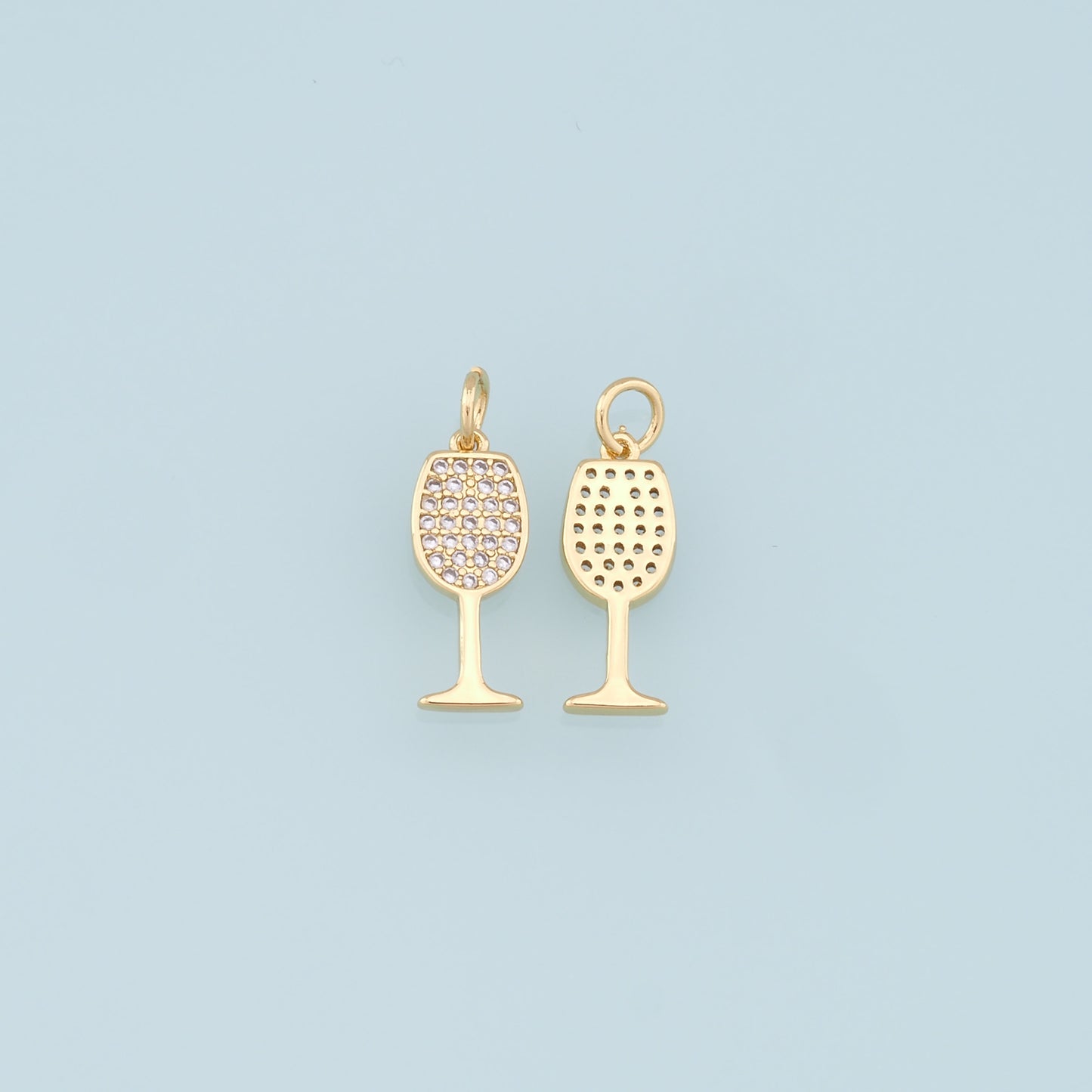 Gold Wine Glass Charms,18K Gold Filled CZ Wine Glass Pendant,Wine Glass Charm Bracelet Necklace for DIY Jewelry Making Supply