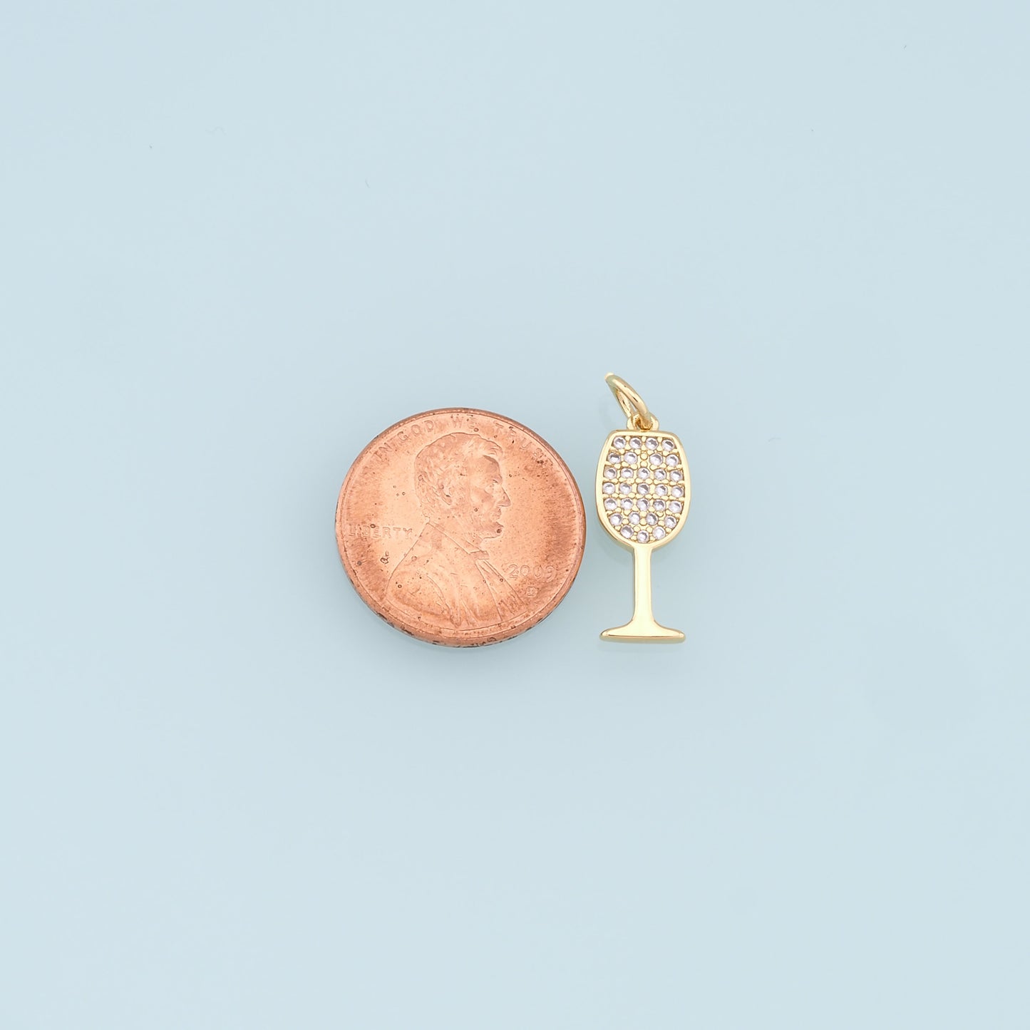 Gold Wine Glass Charms,18K Gold Filled CZ Wine Glass Pendant,Wine Glass Charm Bracelet Necklace for DIY Jewelry Making Supply