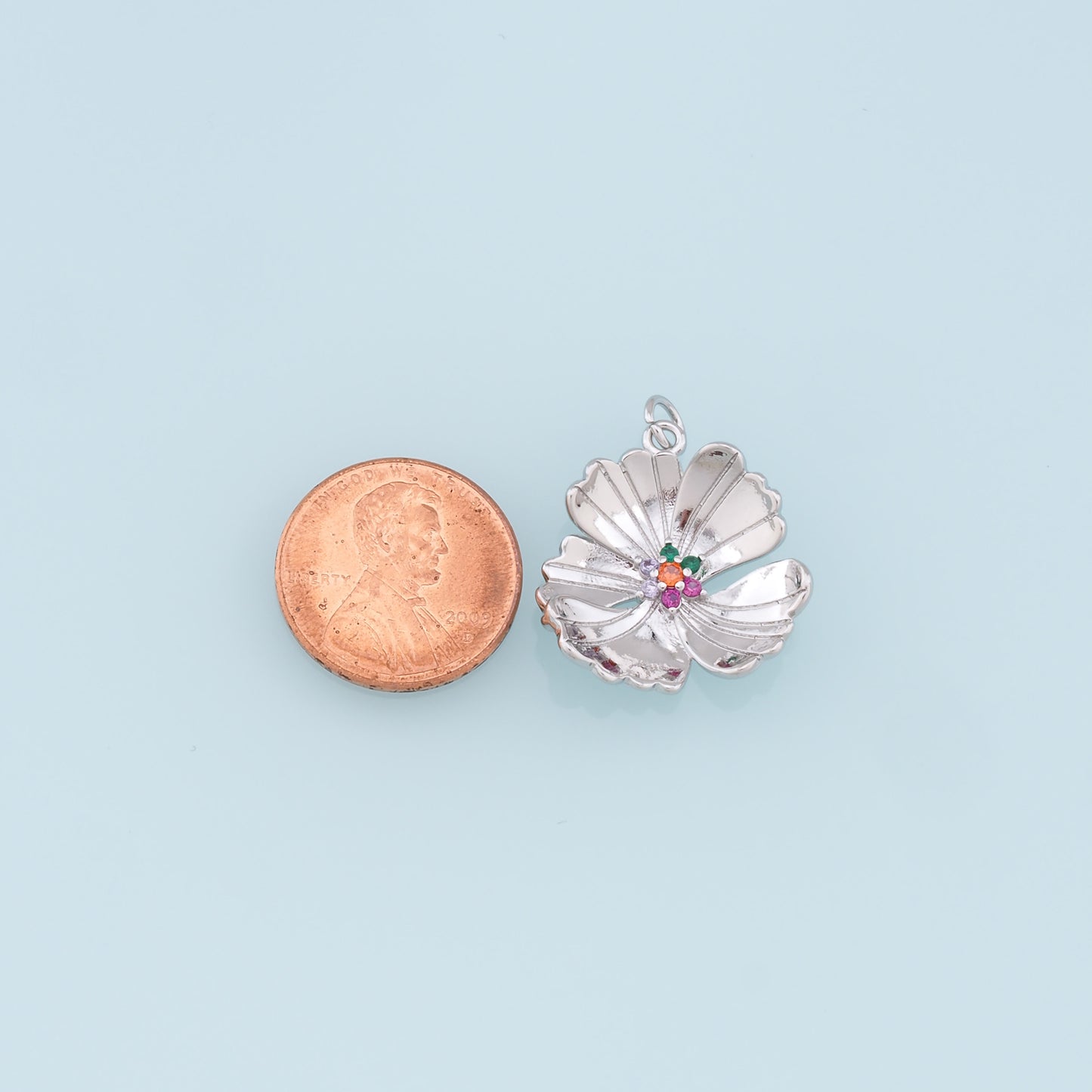 Gold Flower Charms,18K Gold Filled Flower Pendant,Silver flower Charm Bracelet Necklace for DIY Jewelry Making Supply