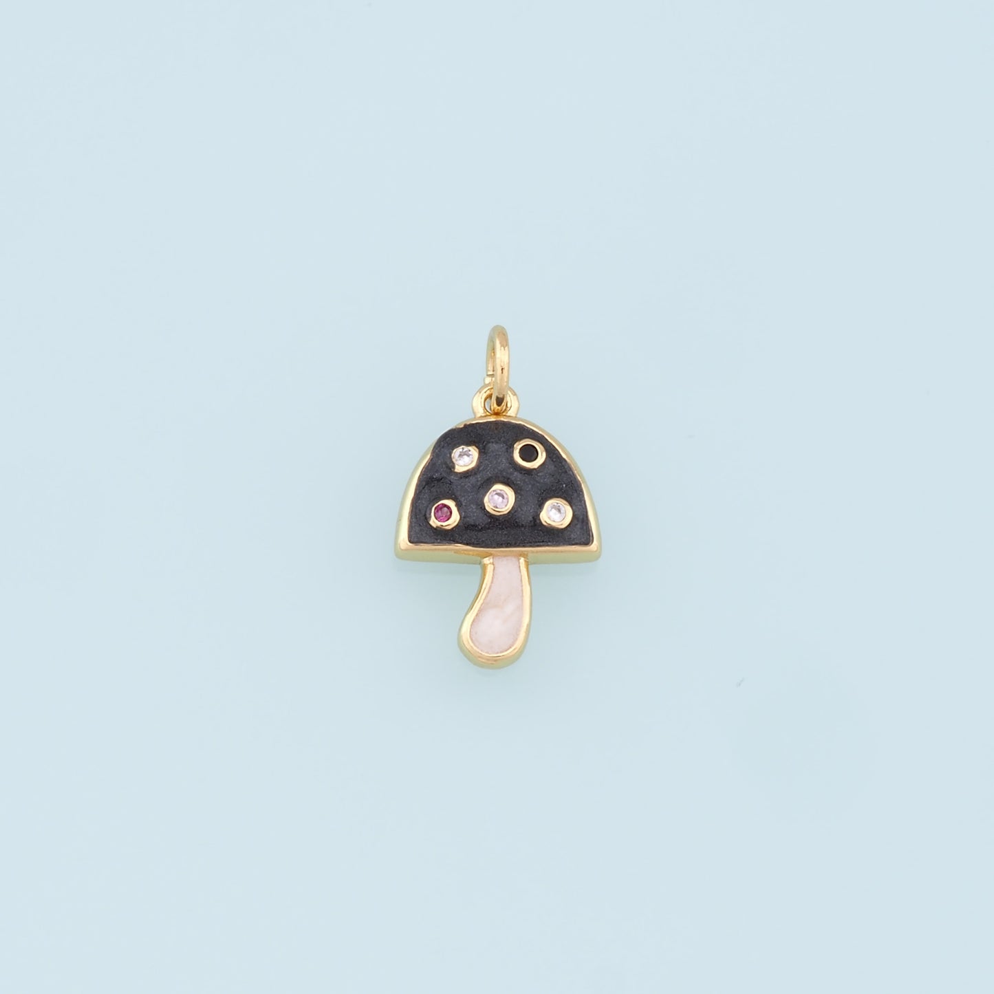 Gold Mushroom Charms,18K Gold Filled Enamel Mushroom Pendant,Kawaii Charm Bracelet Necklace for DIY Jewelry Making Supply