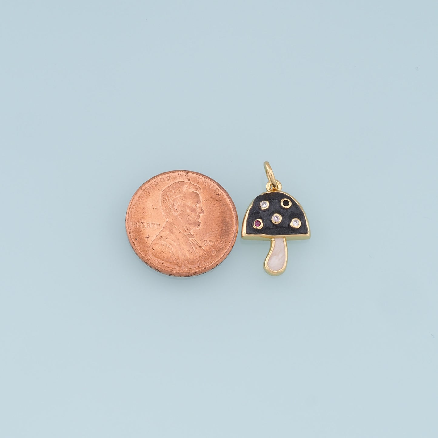 Gold Mushroom Charms,18K Gold Filled Enamel Mushroom Pendant,Kawaii Charm Bracelet Necklace for DIY Jewelry Making Supply