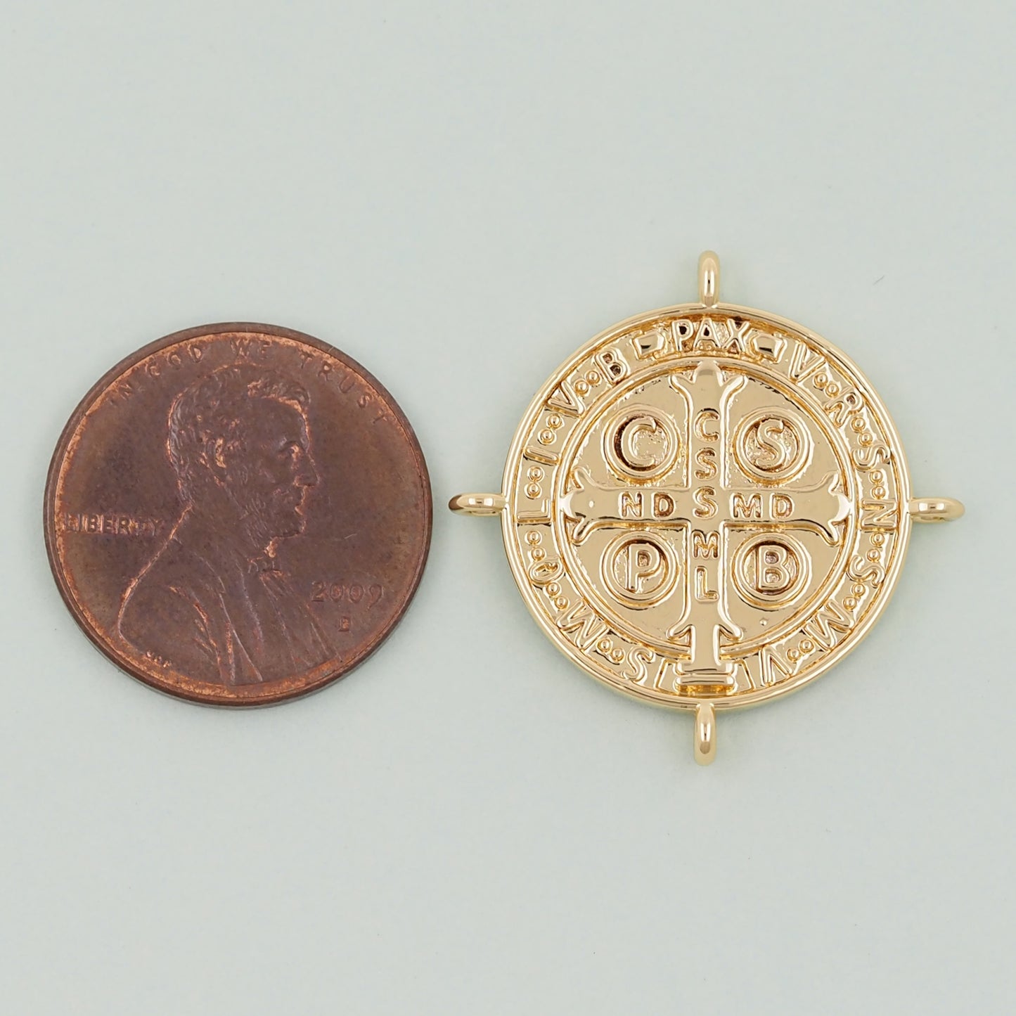 Gold Saint Benedict Charms,18K Gold Filled Saint Benedict Pendant,Benedict Charm Bracelet Necklace for DIY Jewelry Making Supply