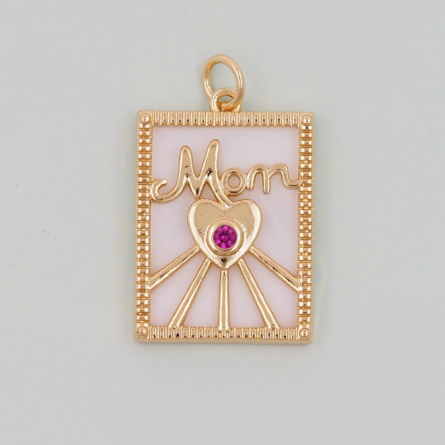 Gold Mom Charms,18K Gold Filled Shell Mom Pendant,Mom Charm Bracelet Necklace for DIY Jewelry Making Supply