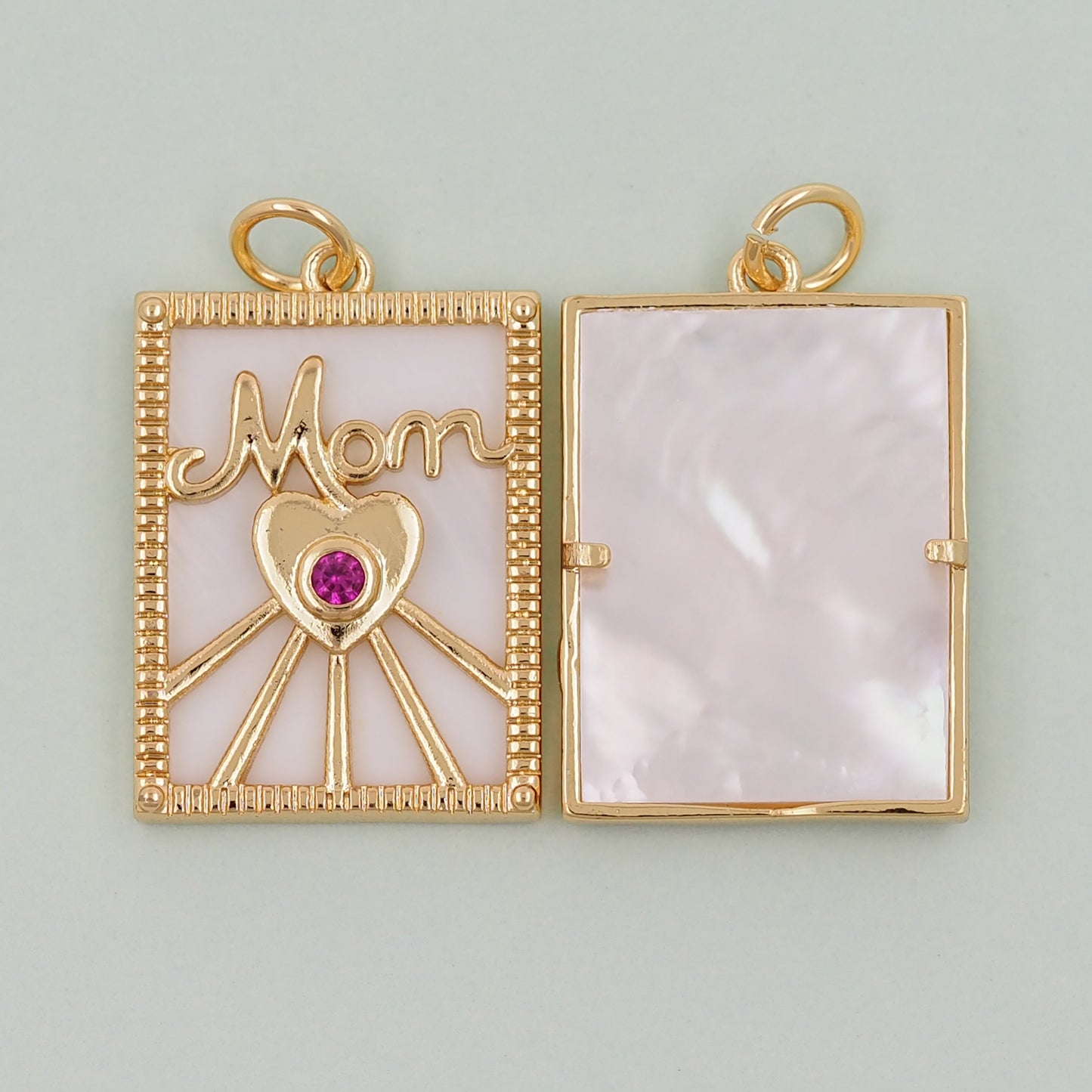 Gold Mom Charms,18K Gold Filled Shell Mom Pendant,Mom Charm Bracelet Necklace for DIY Jewelry Making Supply