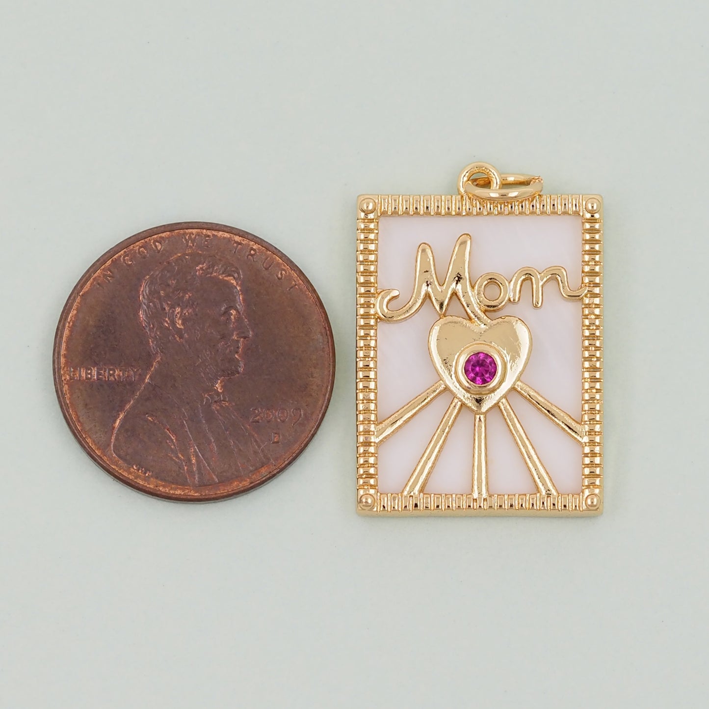 Gold Mom Charms,18K Gold Filled Shell Mom Pendant,Mom Charm Bracelet Necklace for DIY Jewelry Making Supply