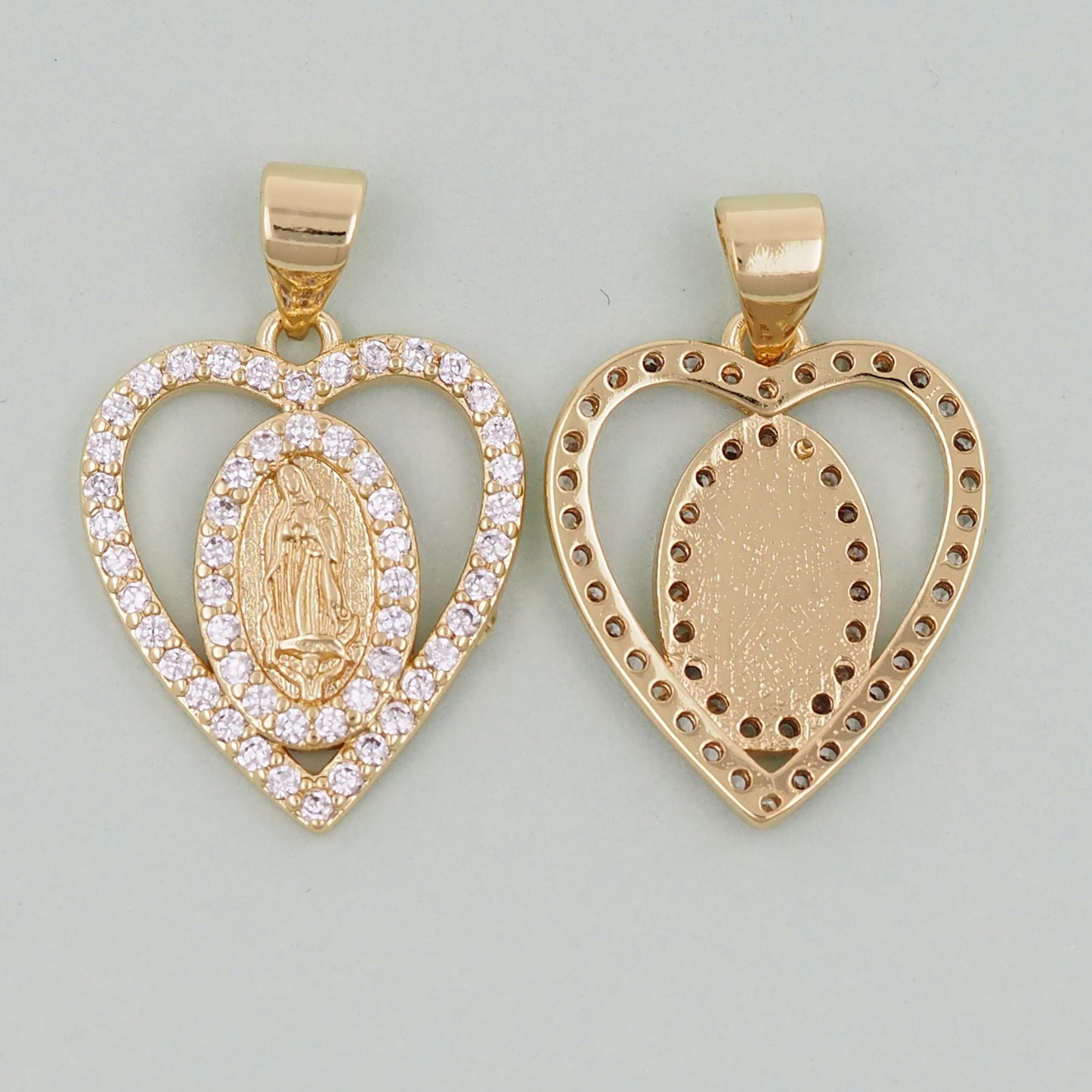 Gold Our Lady of Guadalupe Charms,18K Gold Filled virgin mary Pendant,virgin mary Charm Bracelet Necklace for DIY Jewelry Making Supply