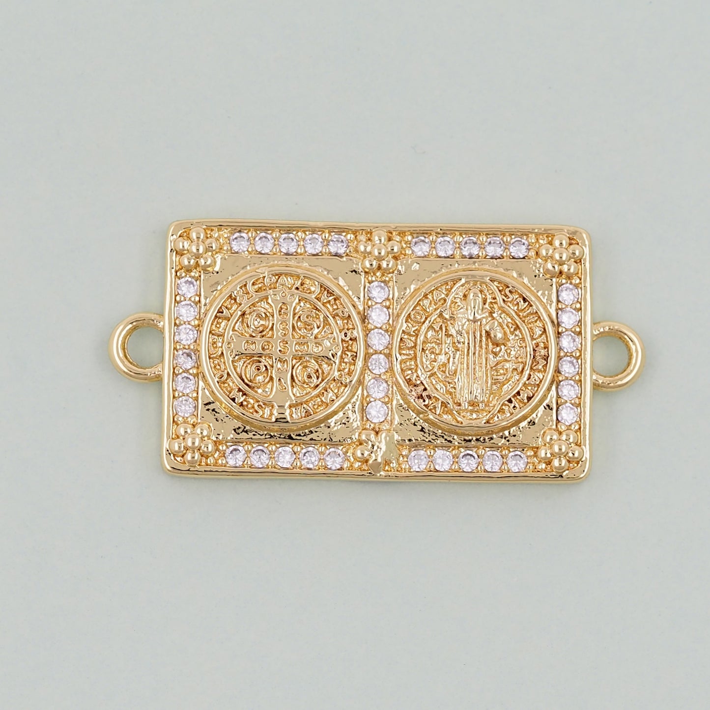 Gold Benedict Charms,18K Gold FilledBenedict Pendant,Rectangle Benedict Charm Bracelet Necklace for DIY Jewelry Making Supply
